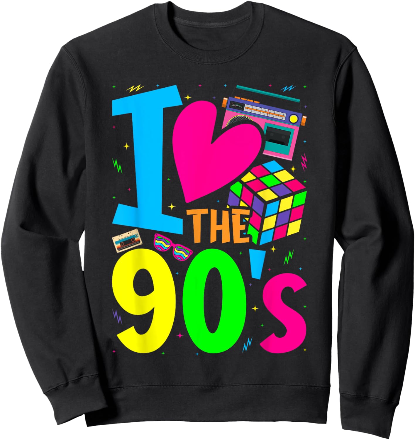 I Love The 90s Clothes and Men Party Funny Sweatshirt - Sweatshirt | Black