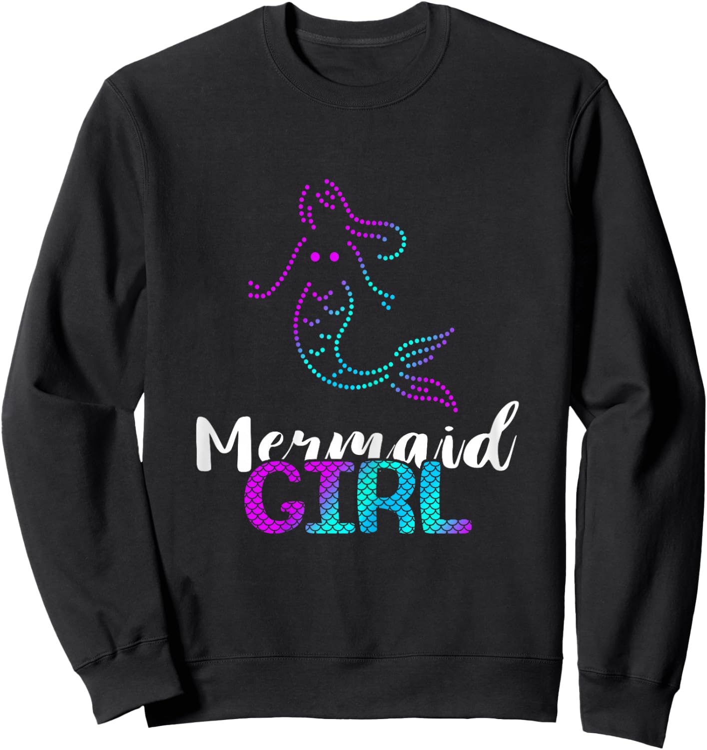 Aqua Mermaid Girl Clamshell Sea Creature Mermaid Love Sweatshirt - Sweatshirt | Black