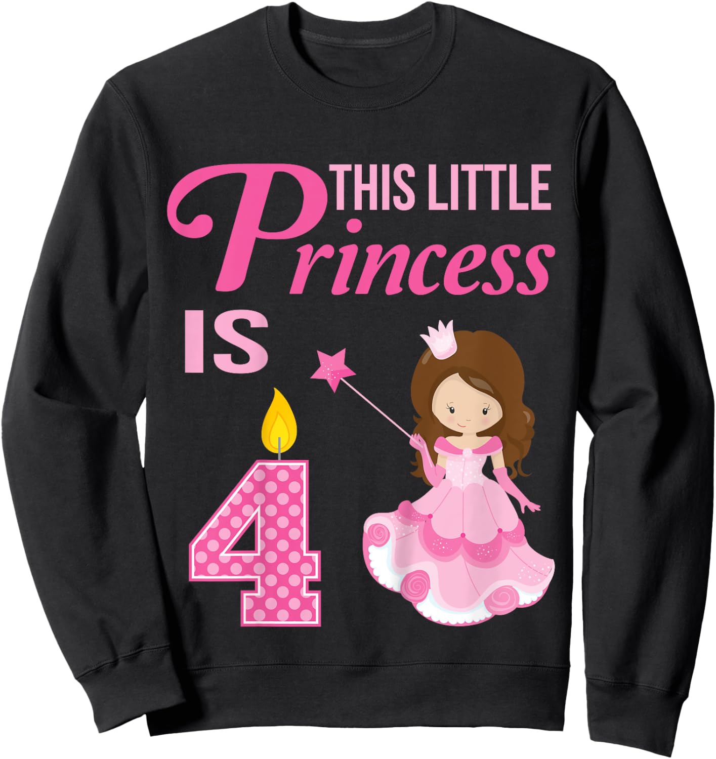 4th Birthday Girls Princess 4 Year Old Fairy Tale Sweatshirt - Sweatshirt | Black