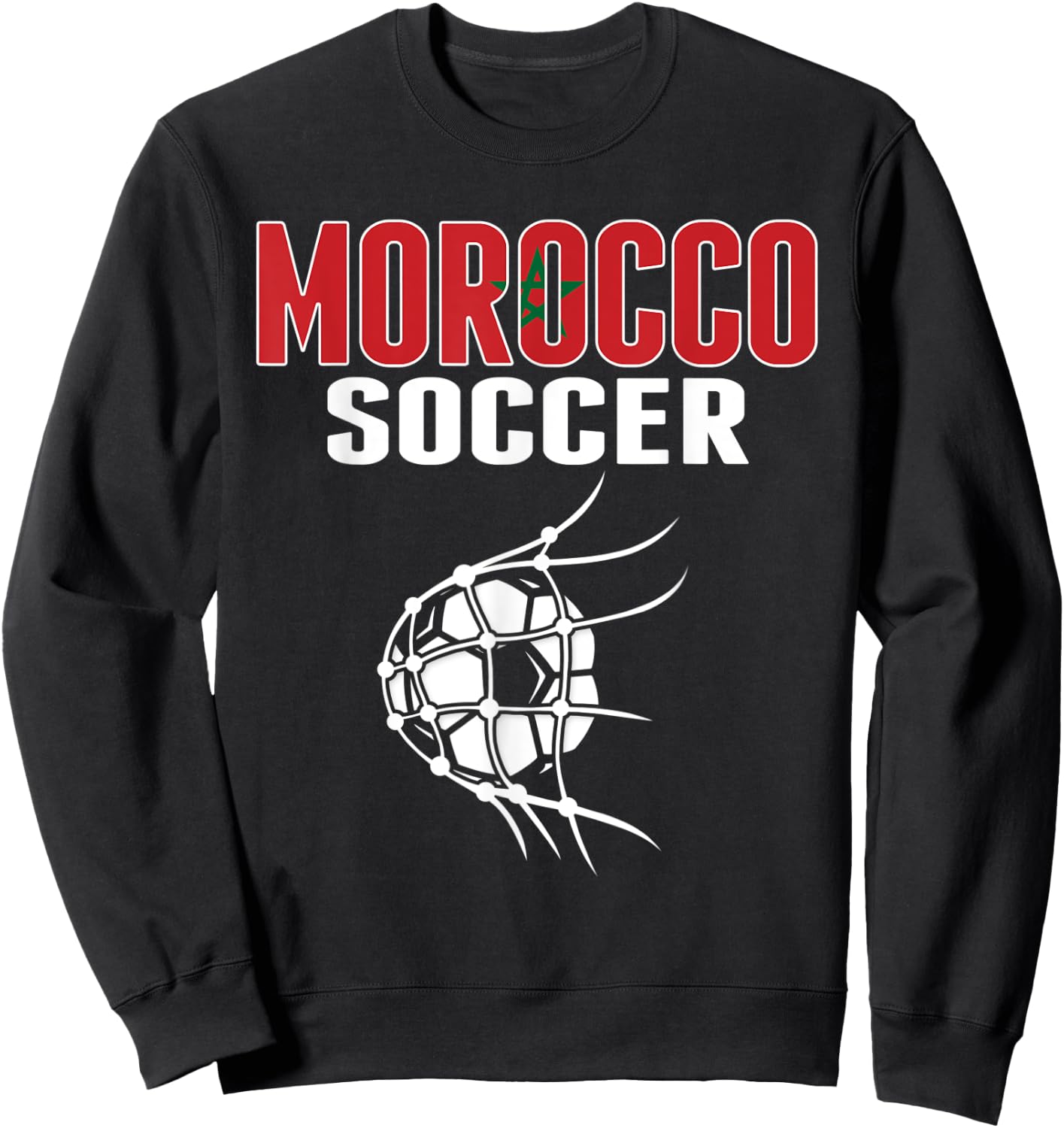 Morocco Soccer Ball In Net - Moroccan Football Supporters Sweatshirt - Sweatshirt | Black