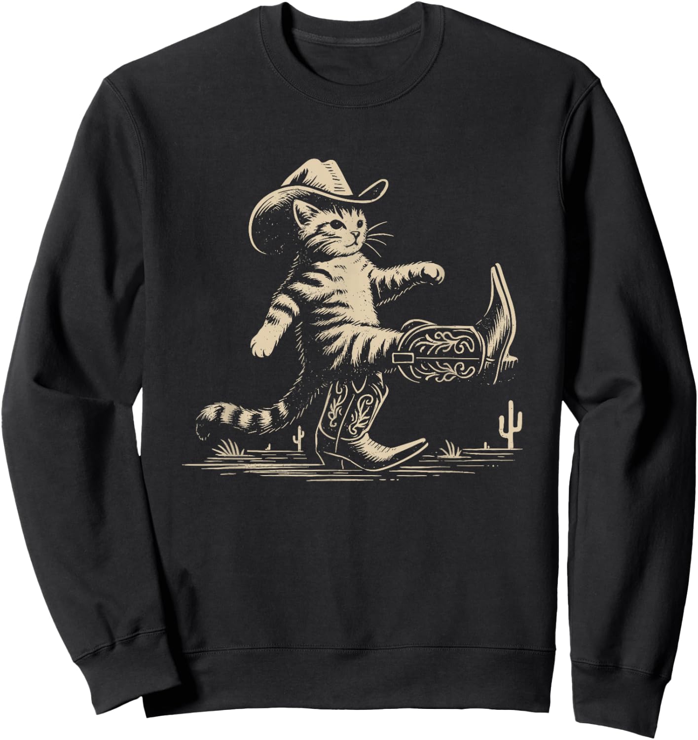 Funny Cowboy Boots for Cat Sweatshirt - Sweatshirt | Black