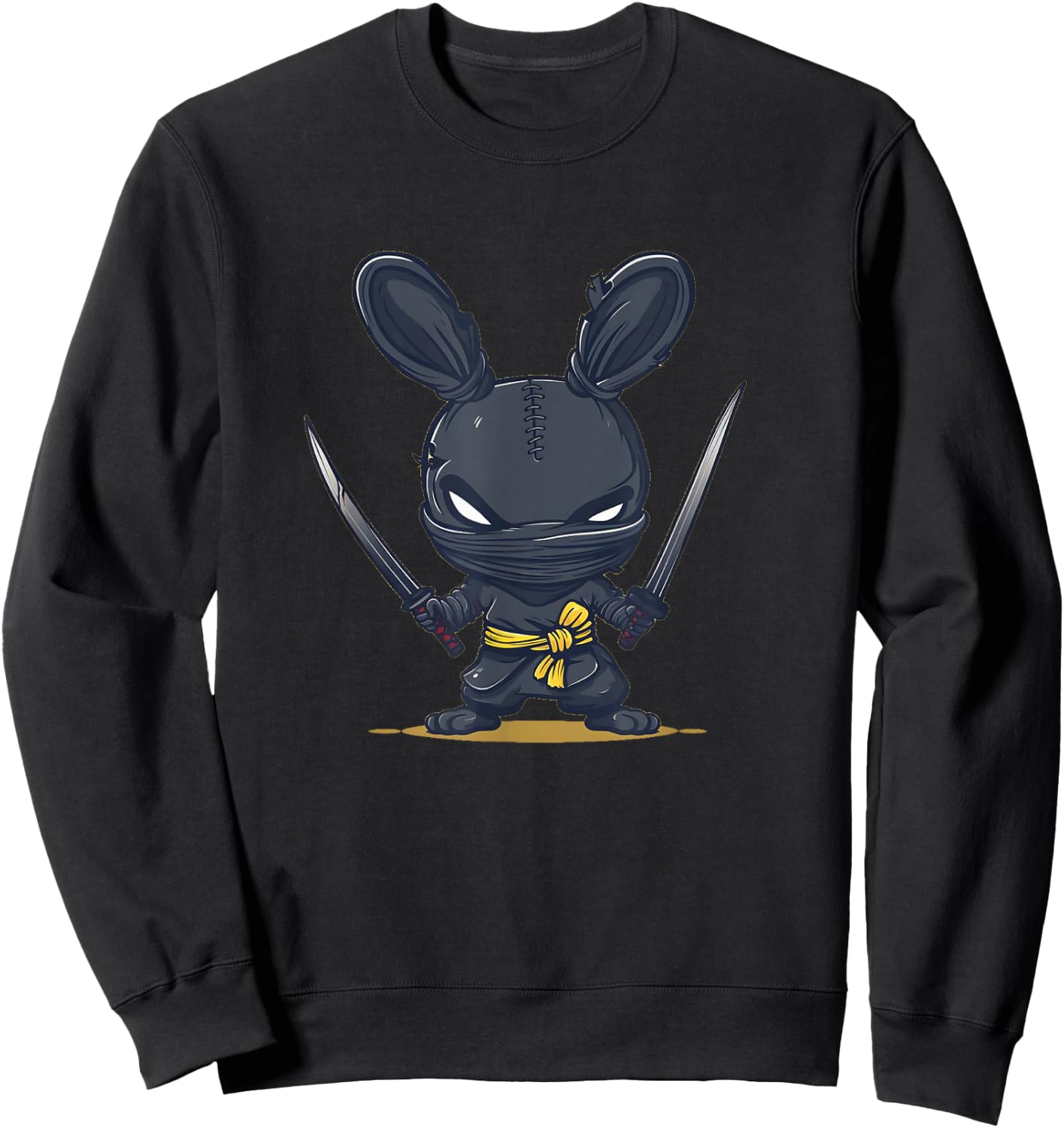 Pretty Ninja Bunny Logo for a Playful and Samurai Vibe Sweatshirt - Sweatshirt | Black
