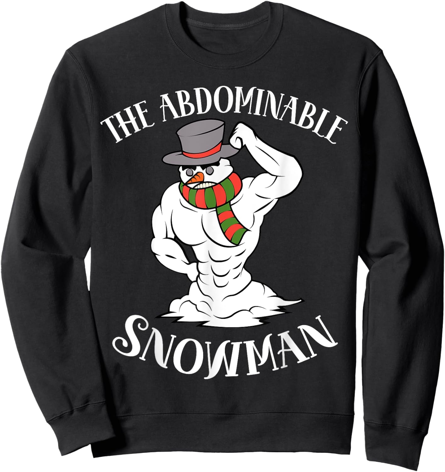 Funny Christmas Workout Xmas Abominal Snowman Abdominal Gift Sweatshirt - Sweatshirt | Black