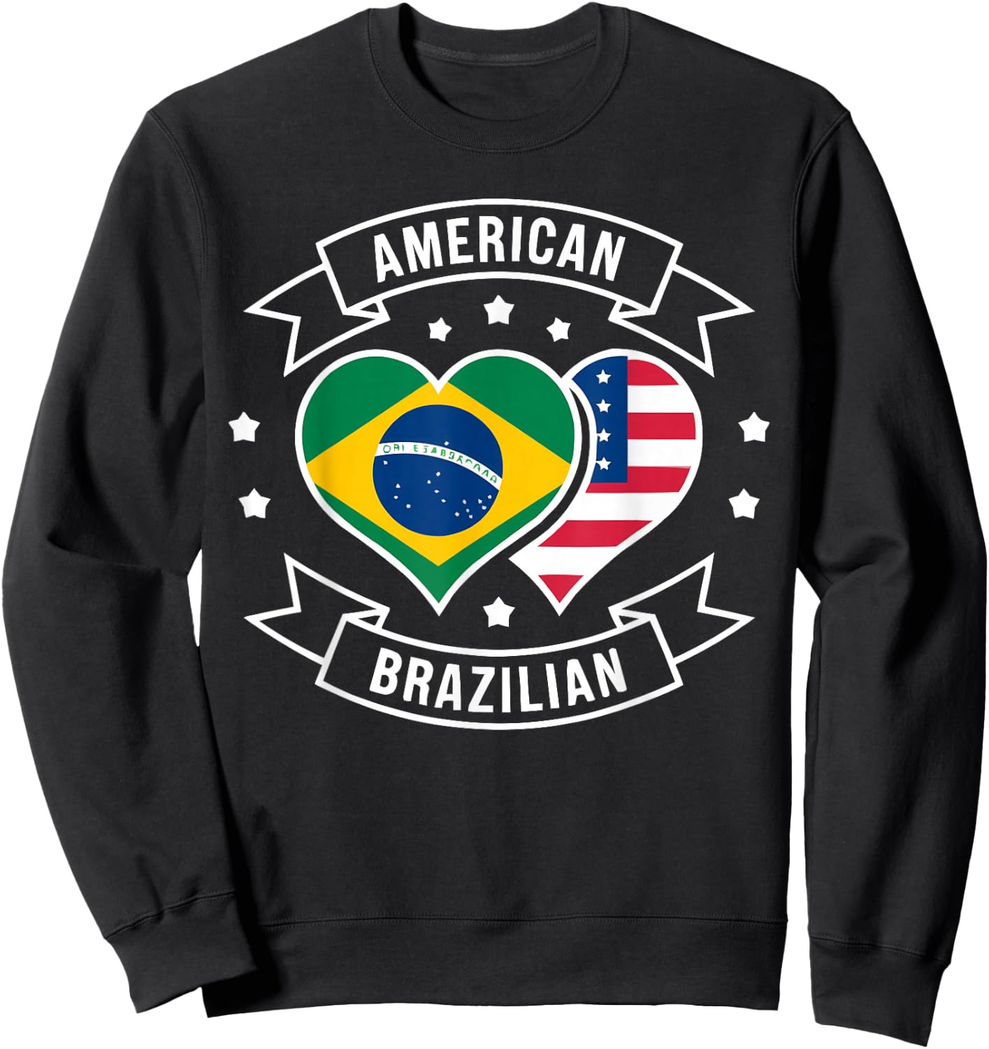 Half American Half Brazilian USA Flag Brazil America Sweatshirt - Sweatshirt | Black