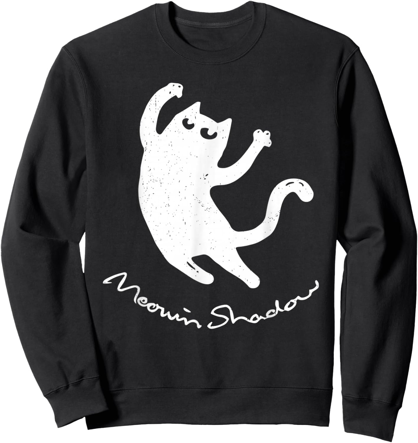 Vintage Cat Moving Shadow Khmm Meowing Kitten Shadow Light Sweatshirt - Sweatshirt | Black