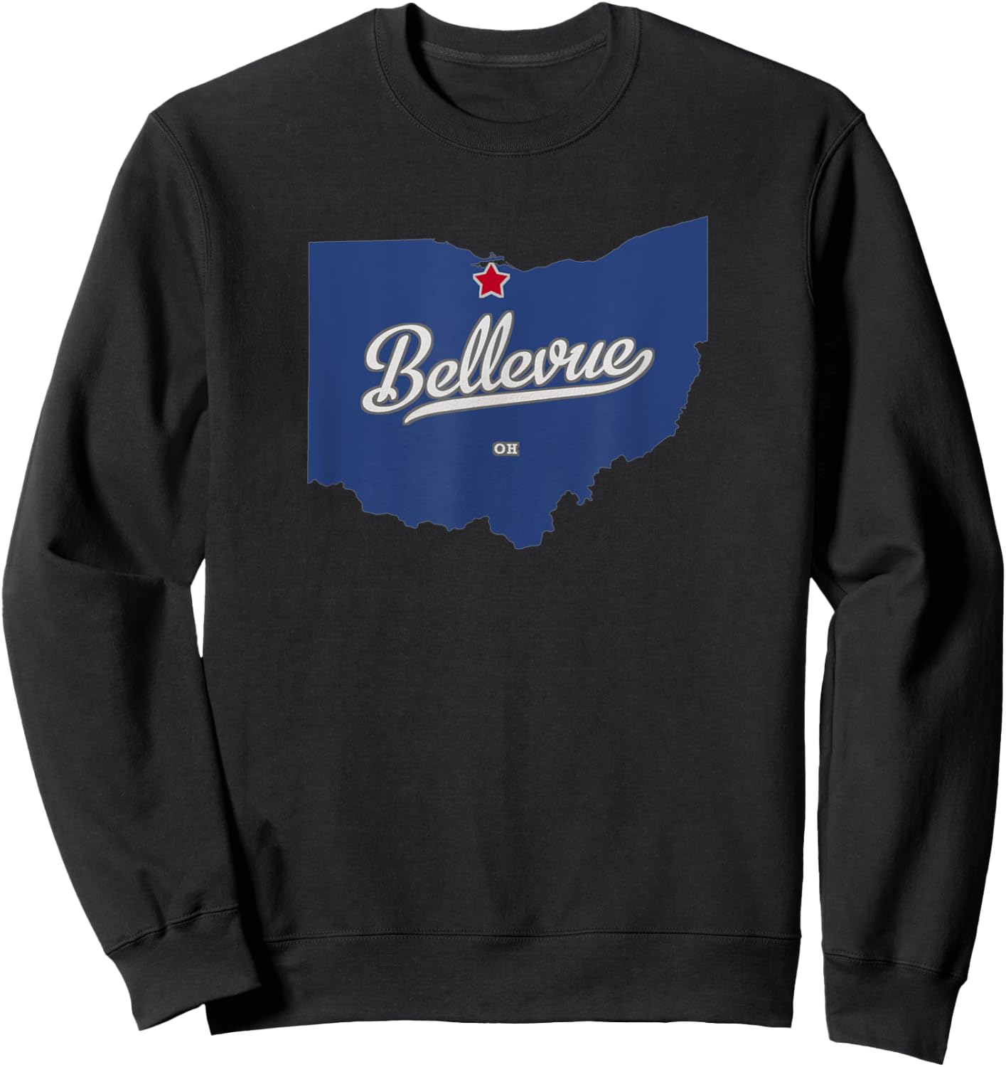 Bellevue Ohio OH Map Sweatshirt - Sweatshirt | Black