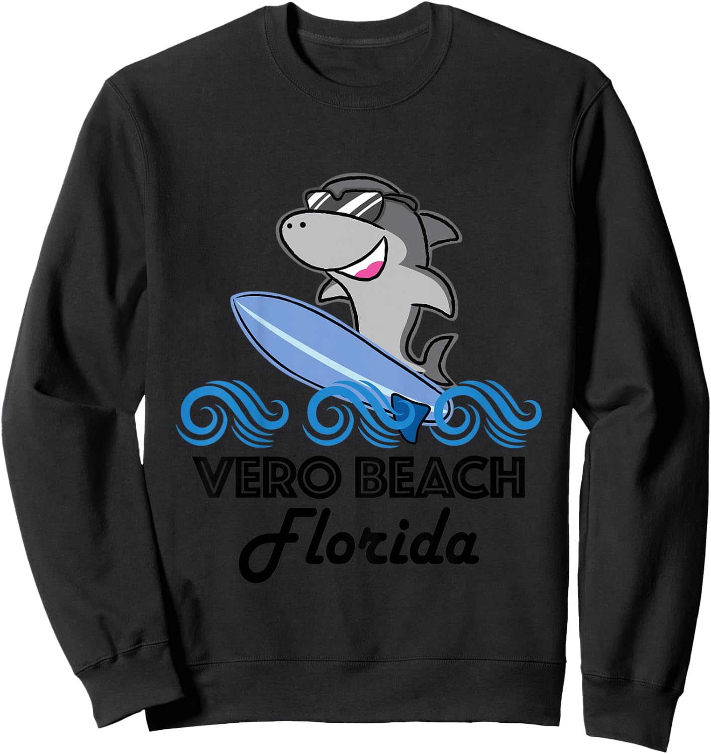Kids Vero Beach Florida Funny Shark Sweatshirt - Sweatshirt | Black