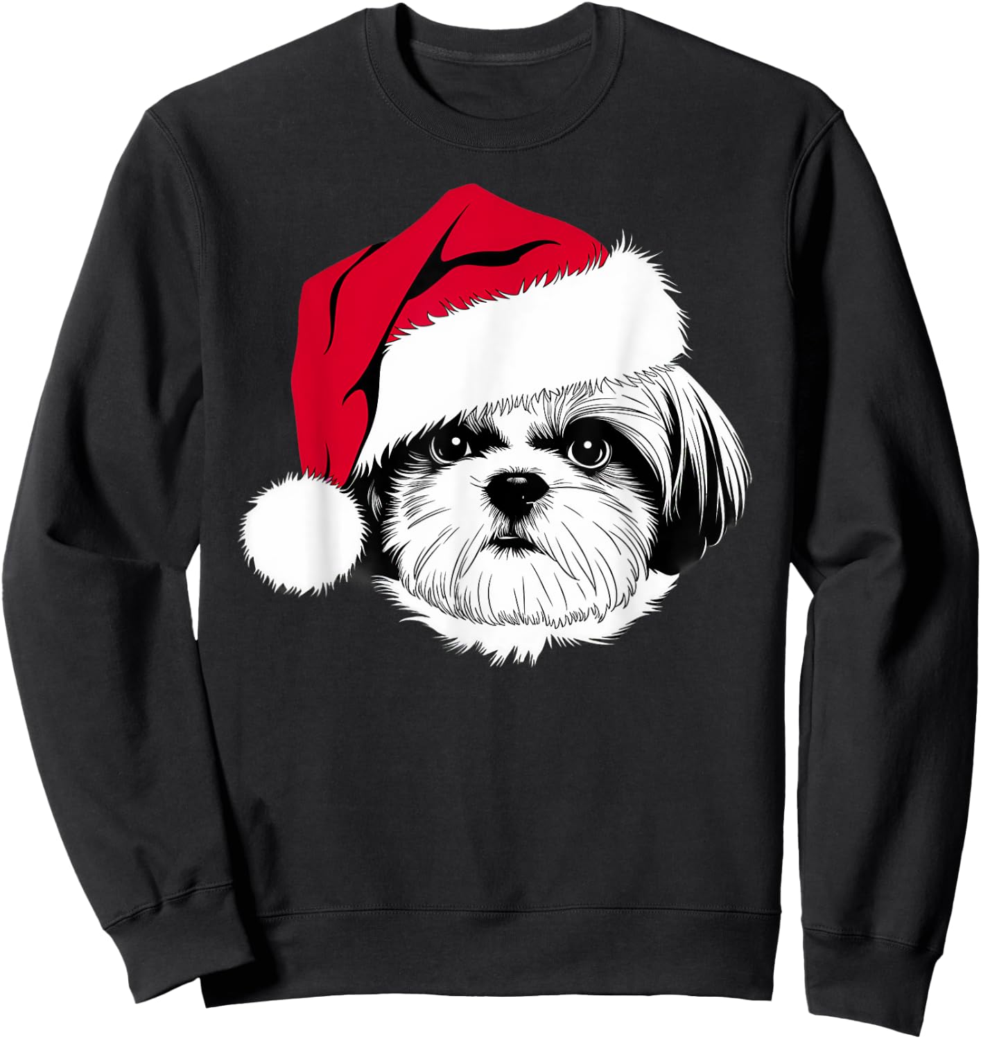 Joyful Shih Tzu Santa Dog on Shih Tzu Christmas Men Women Kids Sweatshirt - Sweatshirt | Black