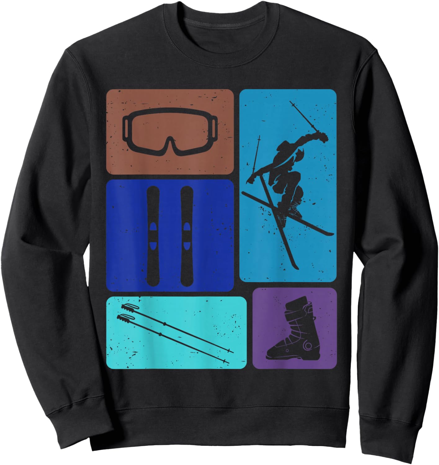 Funny Skiing Ski Snow Adventure Winter Sports Lovers Outfit Sweatshirt - Sweatshirt | Black