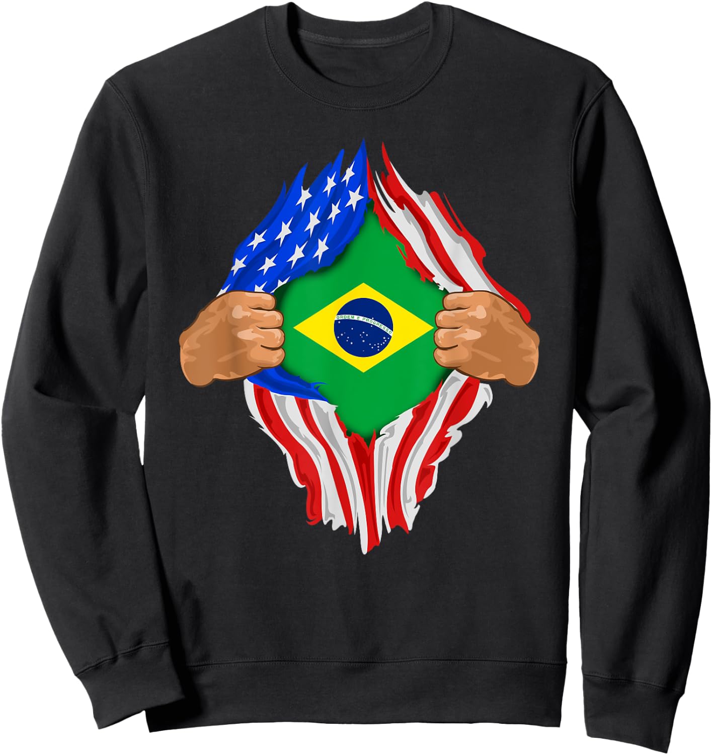 Brazilian Blood Inside Me | Brazil Flag Gift Sweatshirt - Sweatshirt | Black