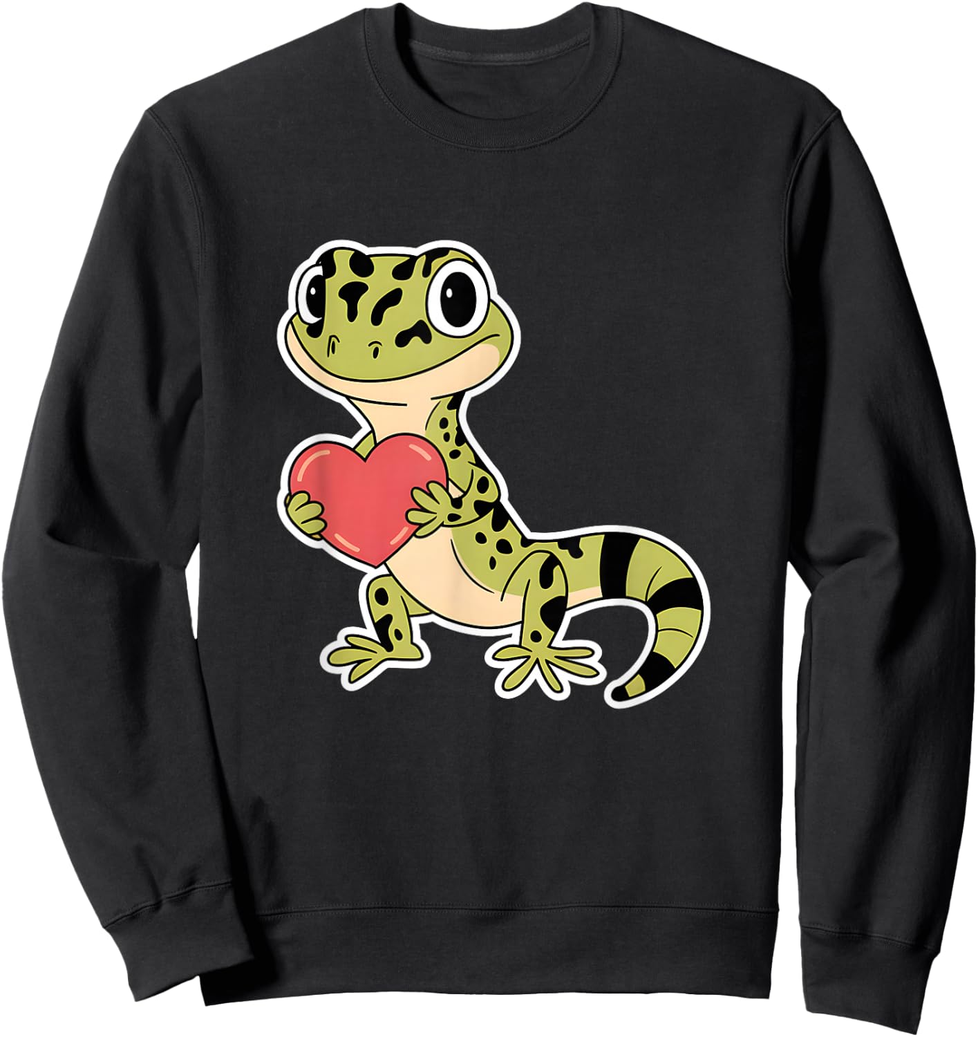 Leopard Gecko Animal Valentine Lovers Reptile Sweatshirt - Sweatshirt | Black