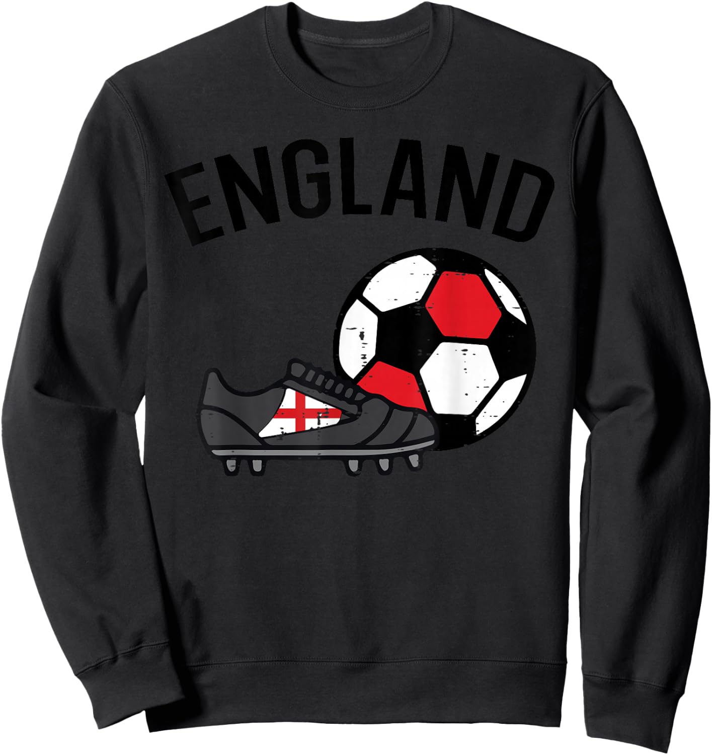 England Flag Soccer Ball Shoes Football Fan Men Women Kids Sweatshirt - Sweatshirt | Black