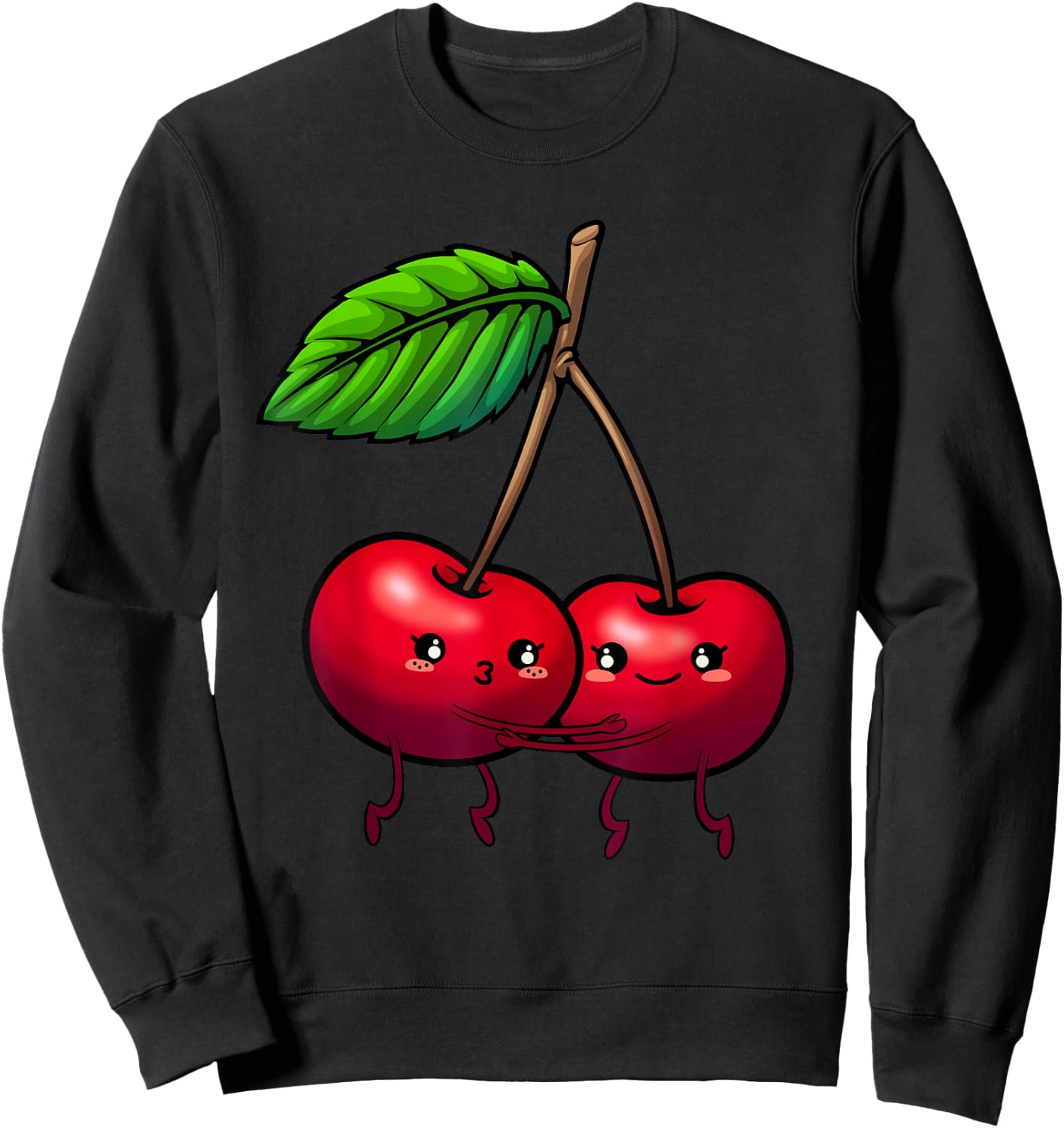 Cute Cherry Graphic Women Kids Red Cherries Print Sweatshirt - Sweatshirt | Black