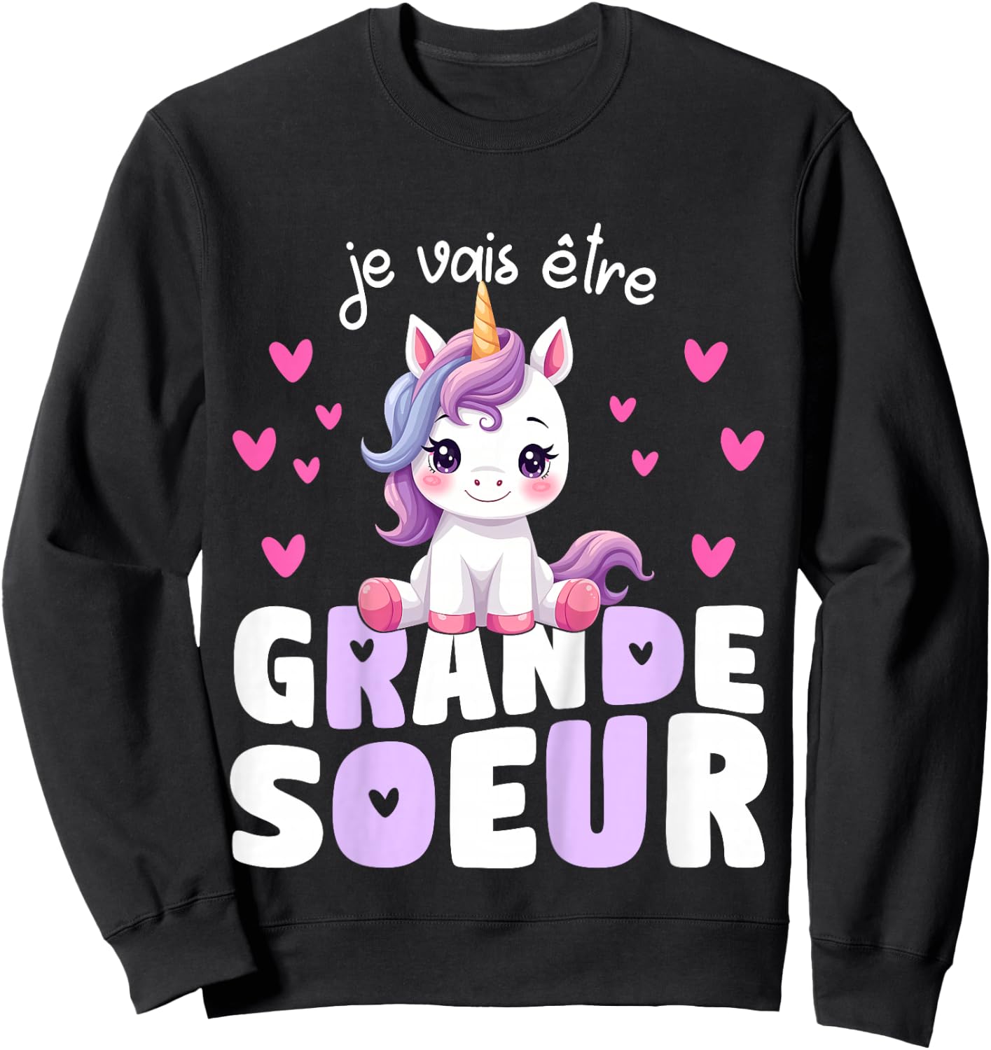 I Will Be Big Sister Unicorn Announcement Pregnancy Sister Sweatshirt - Sweatshirt | Black