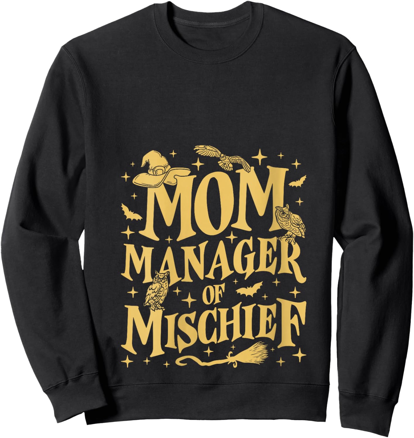 Magical Mom Manager of Mischief Mothers Day Mommy Funny Mama V-Neck Sweatshirt - Sweatshirt | Black