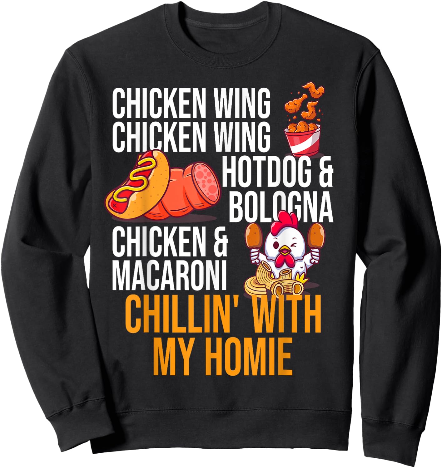 Chicken Wing Chicken Wing Hot Dog And Bologna Men Women Girls Kids Sweatshirt - Sweatshirt | Black