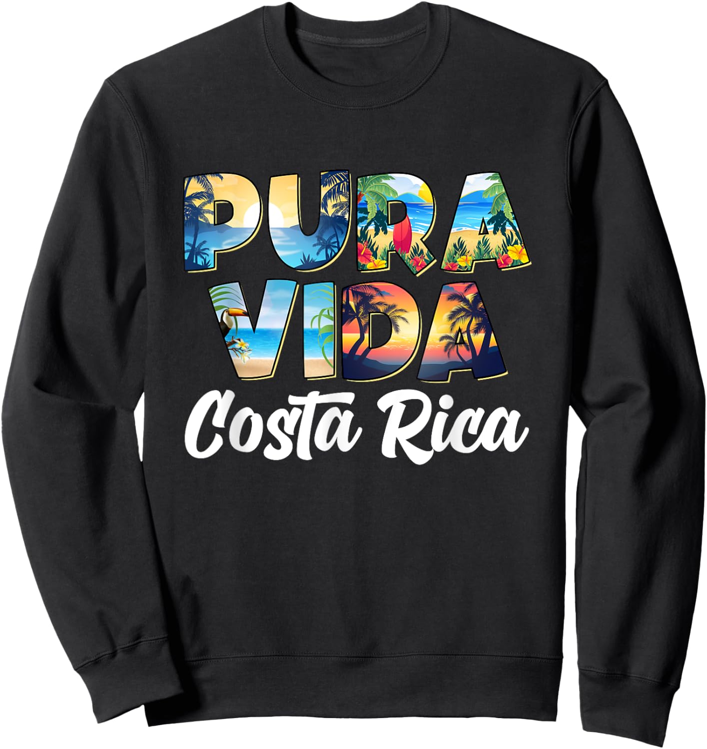 Pura Vida Costa Rica Souvenir - Cool Travel Central America , Black, S Sweatshirt - Sweatshirt | Black