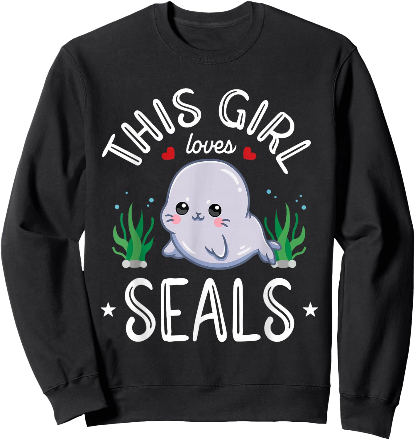 This Girl Loves Seals Cute Kawaii Seal Lover Girls Teens Sweatshirt - Sweatshirt | Black