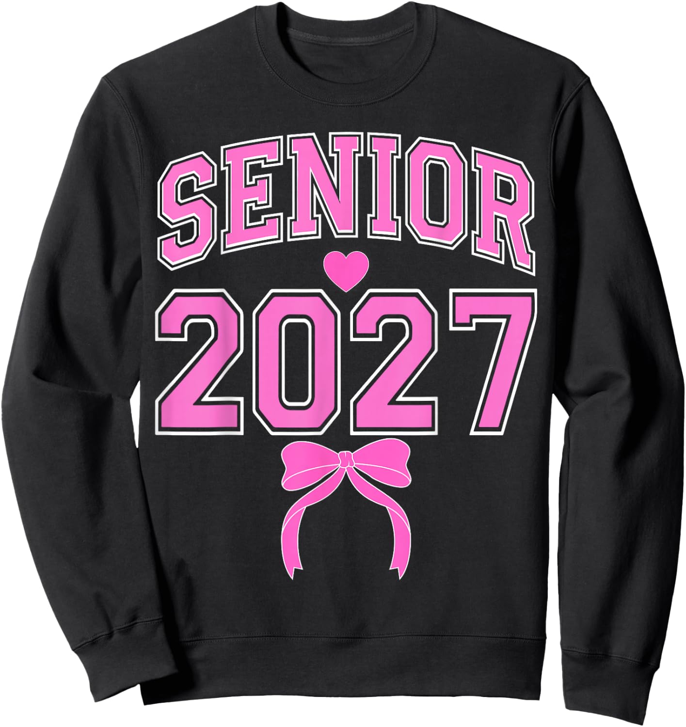 Senior 2027 Class of 2027 Coquette Pink Bow Graduation 2027 Sweatshirt - Sweatshirt | Black