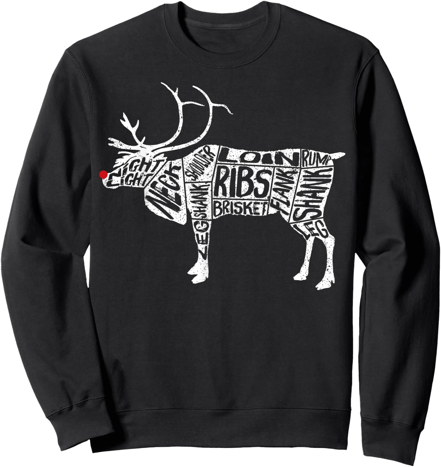 Funny Deer - Hunters Cuts of Meat Rudolph Reindeer Sweatshirt - Sweatshirt | Black
