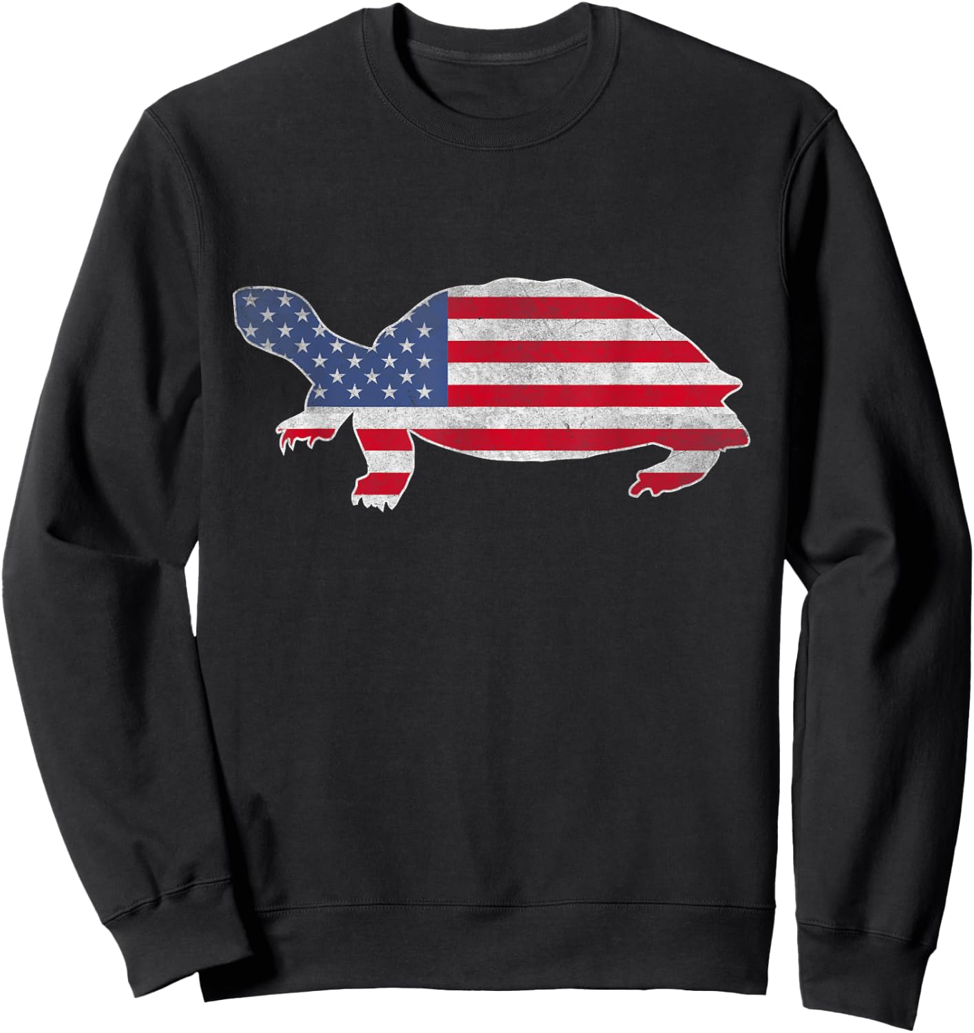 Patriotic Tortoise 4th Of July Men Women American US Flag Sweatshirt - Sweatshirt | Black