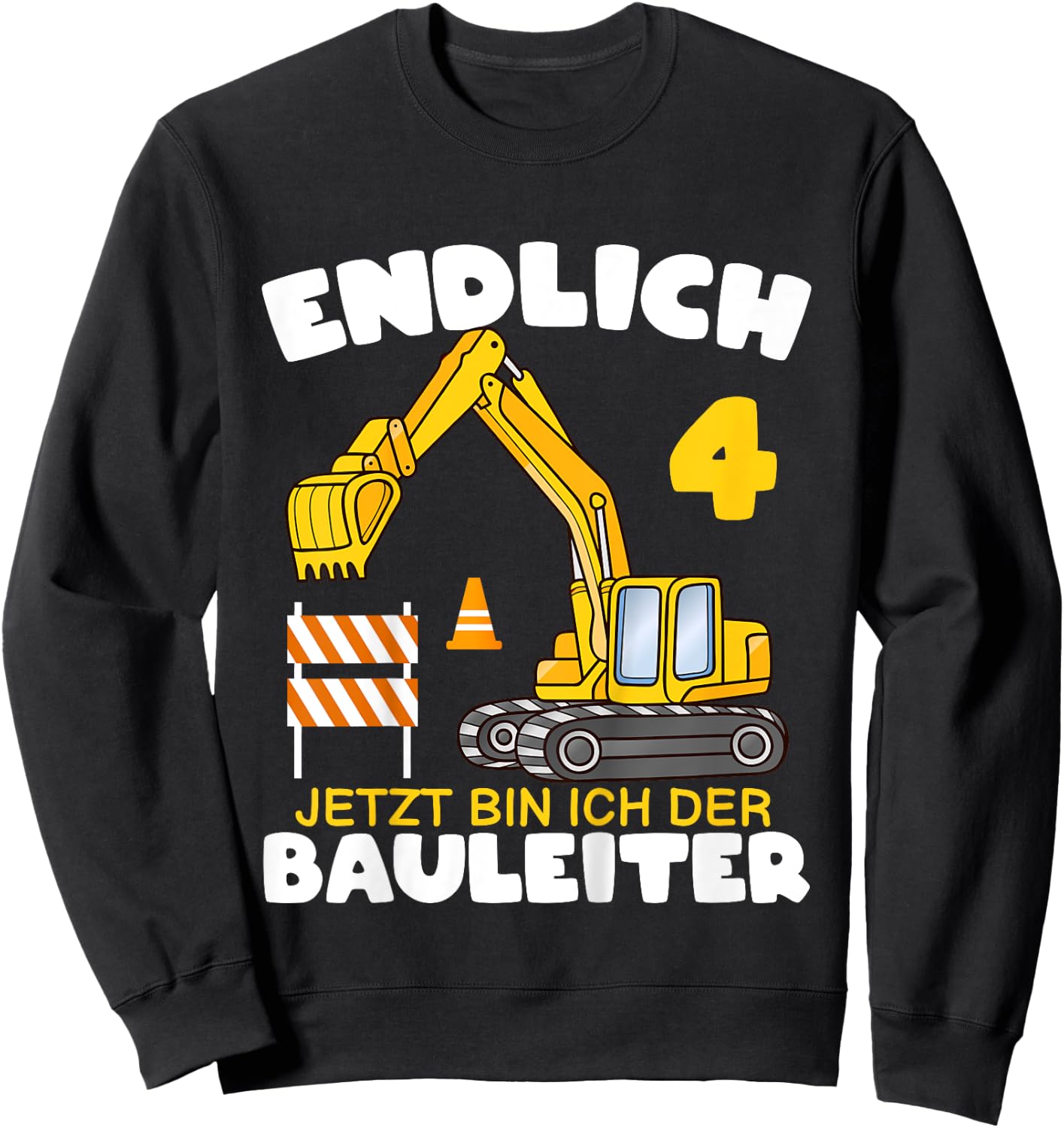 Children's 4th Birthday with German Text "Endlich 4th Birthday", black Sweatshirt - Sweatshirt | Black