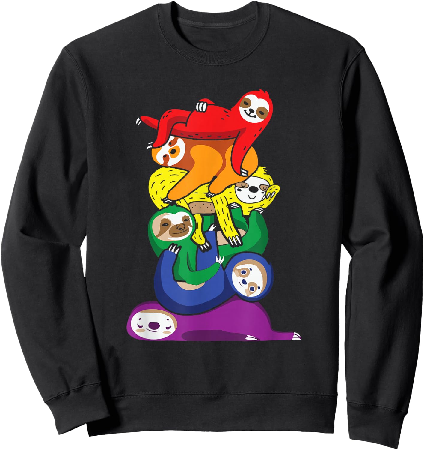 Funny LGBT Sloth Stack Rainbow Gay Pride For Sloth Lover Sweatshirt - Sweatshirt | Black