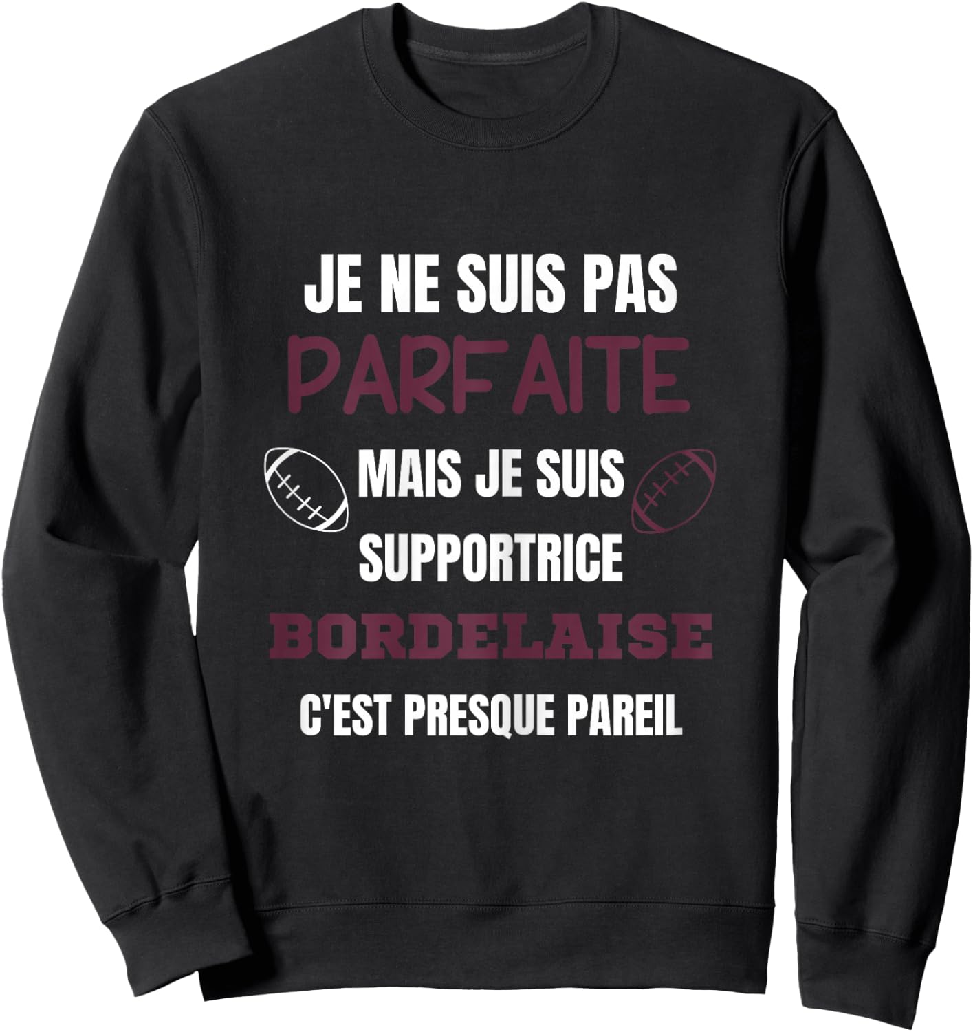 Rugby Fan Burgundy Humour , grey, Female X-Small Sweatshirt - Sweatshirt | Black