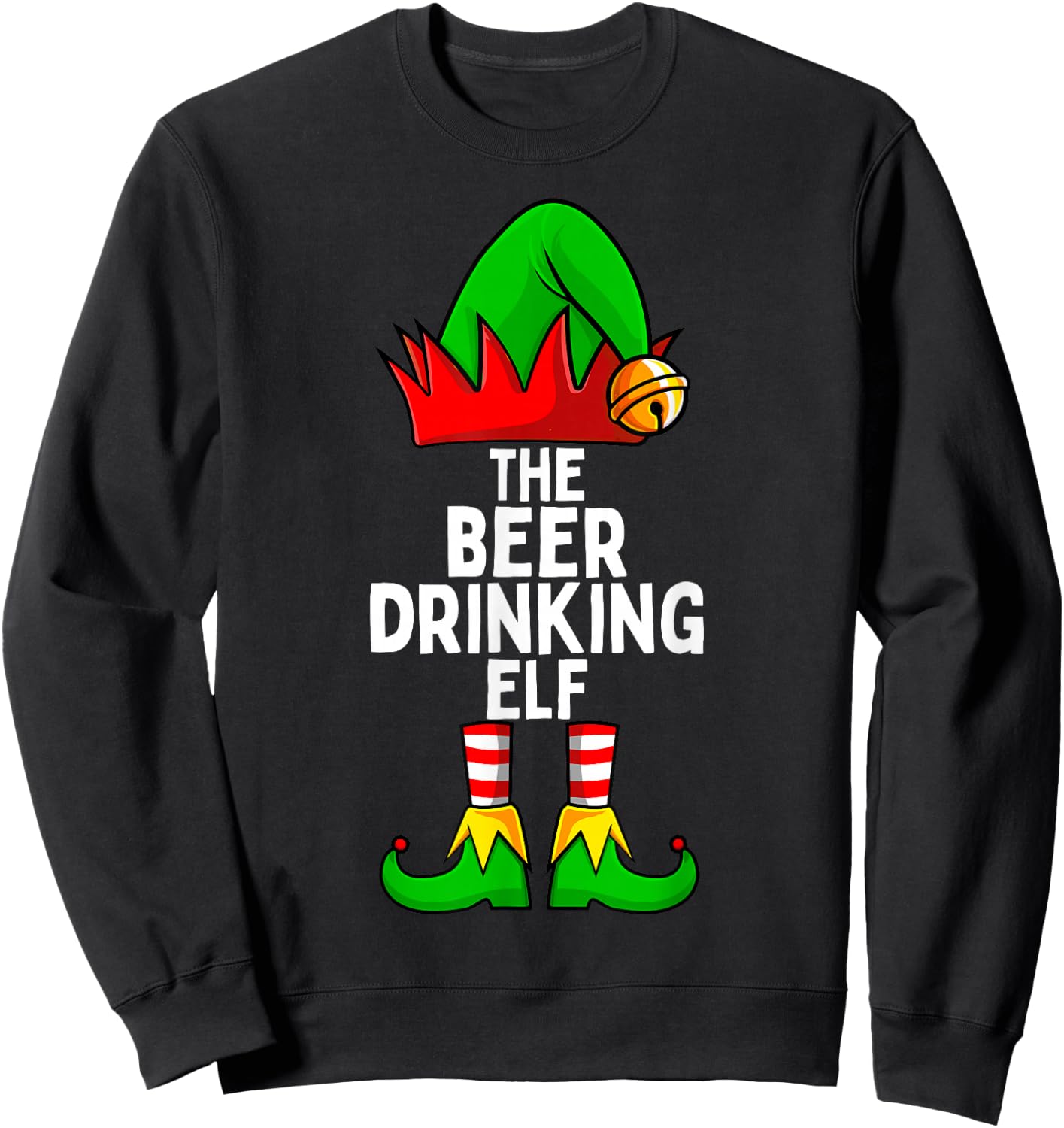 Beer Drinking Elf Matching Family Christmas Sweatshirt - Sweatshirt | Black