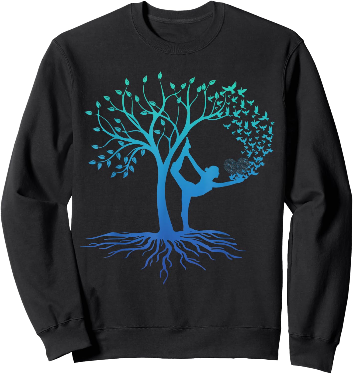 Yoga Woman With Tree Of Life Beautiful Yoga Sweatshirt - Sweatshirt | Black