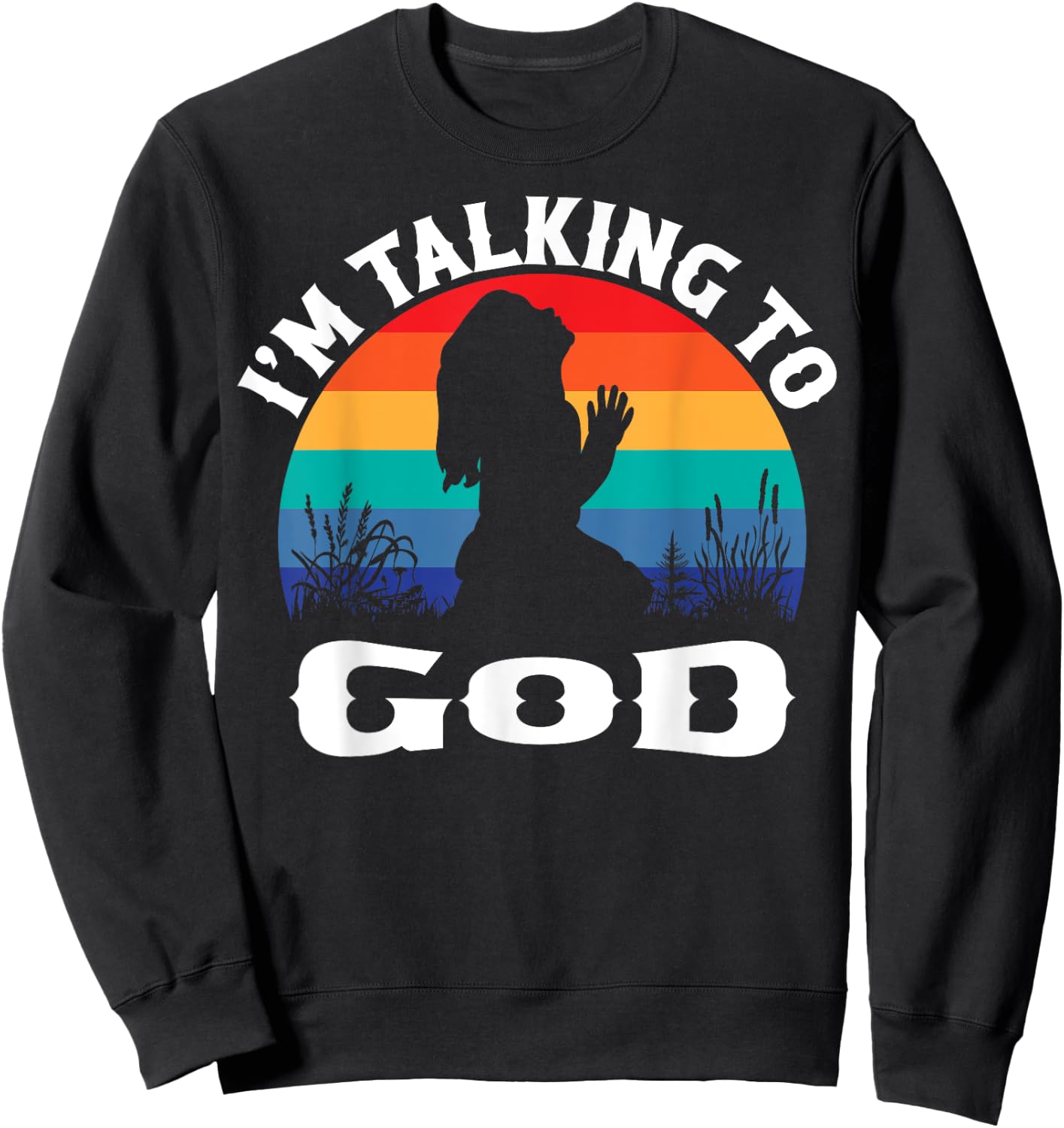 I Speak to God Retro Sweatshirt - Sweatshirt | Black