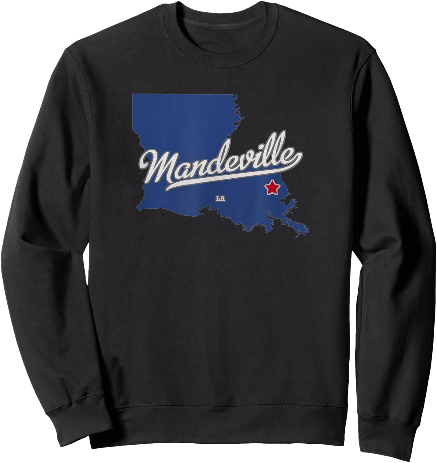 Mandeville Louisiana LA Map Sweatshirt - Sweatshirt | Black