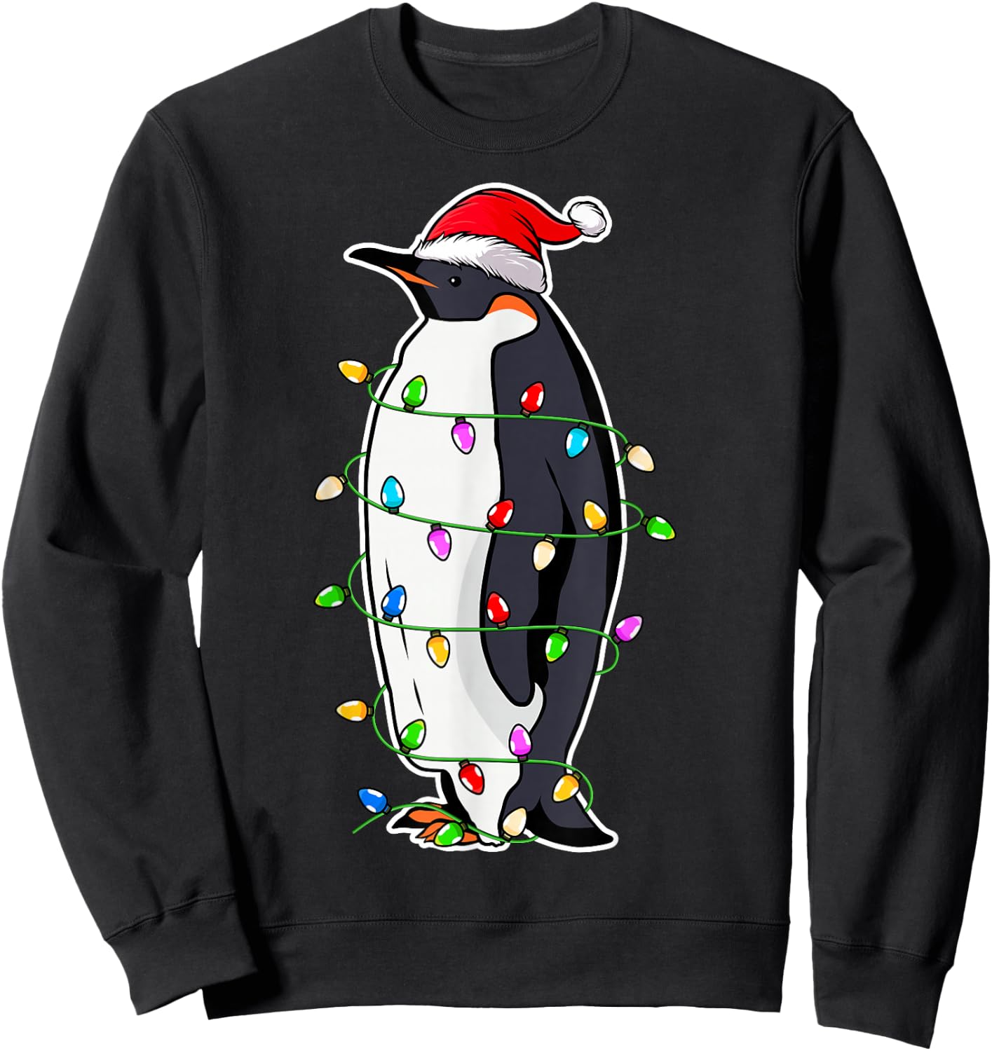 Penguin Wearing Santa Hat Xmas - Penguin Lover Christmas Sweatshirt - Sweatshirt | Black