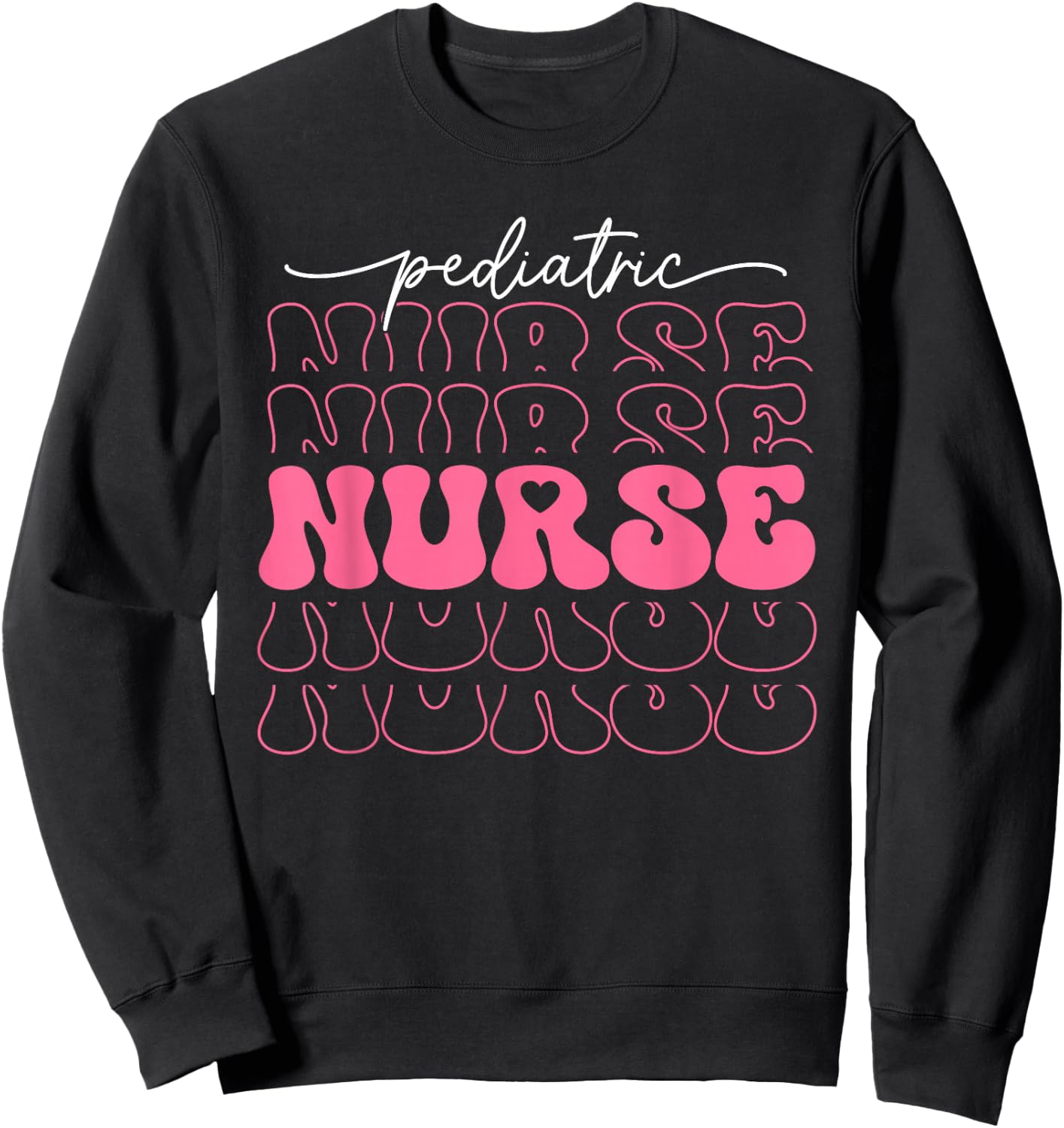 Retro Pediatric Nurse Cute Valentines Day Hearts Stethoscope Sweatshirt - Sweatshirt | Black