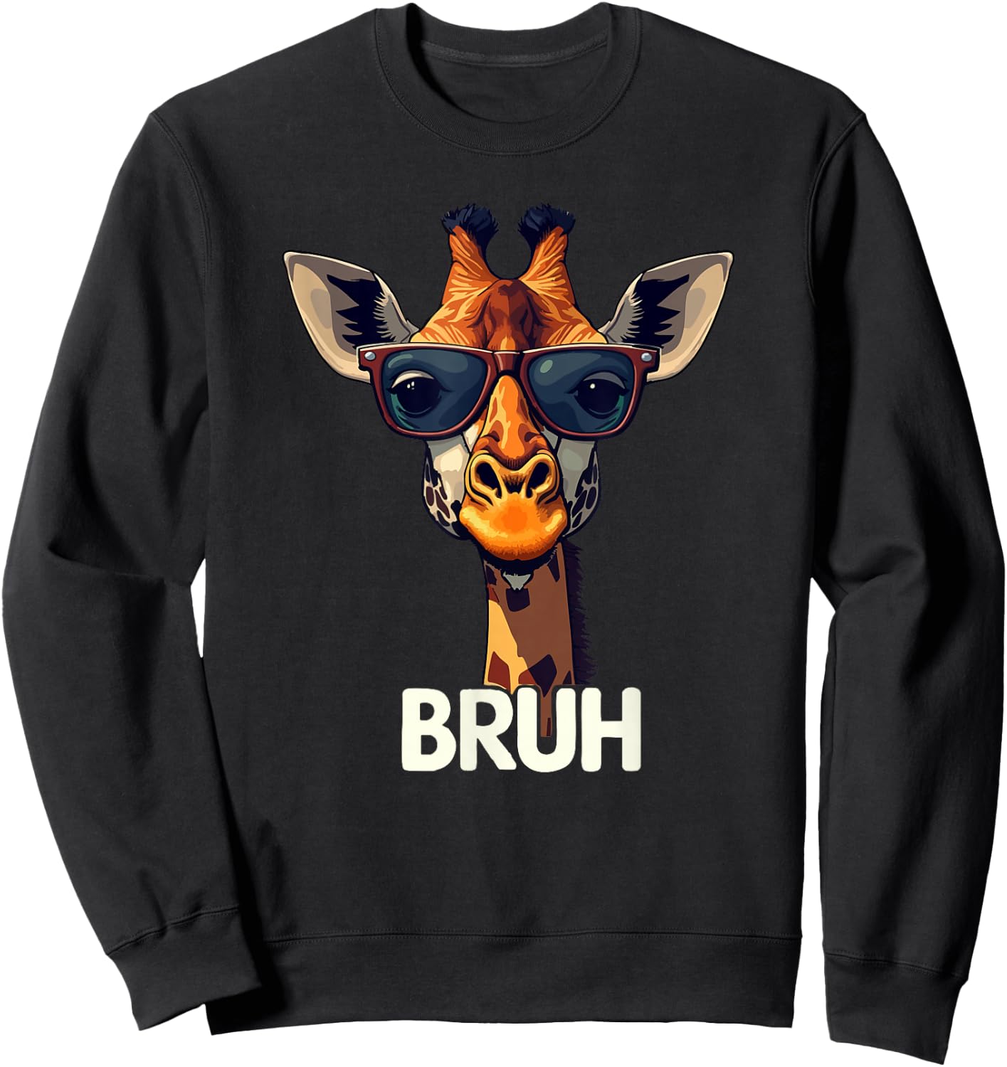 Funny Giraffe Meme BRUH Teenager kids men women Graphic Sweatshirt - Sweatshirt | Black