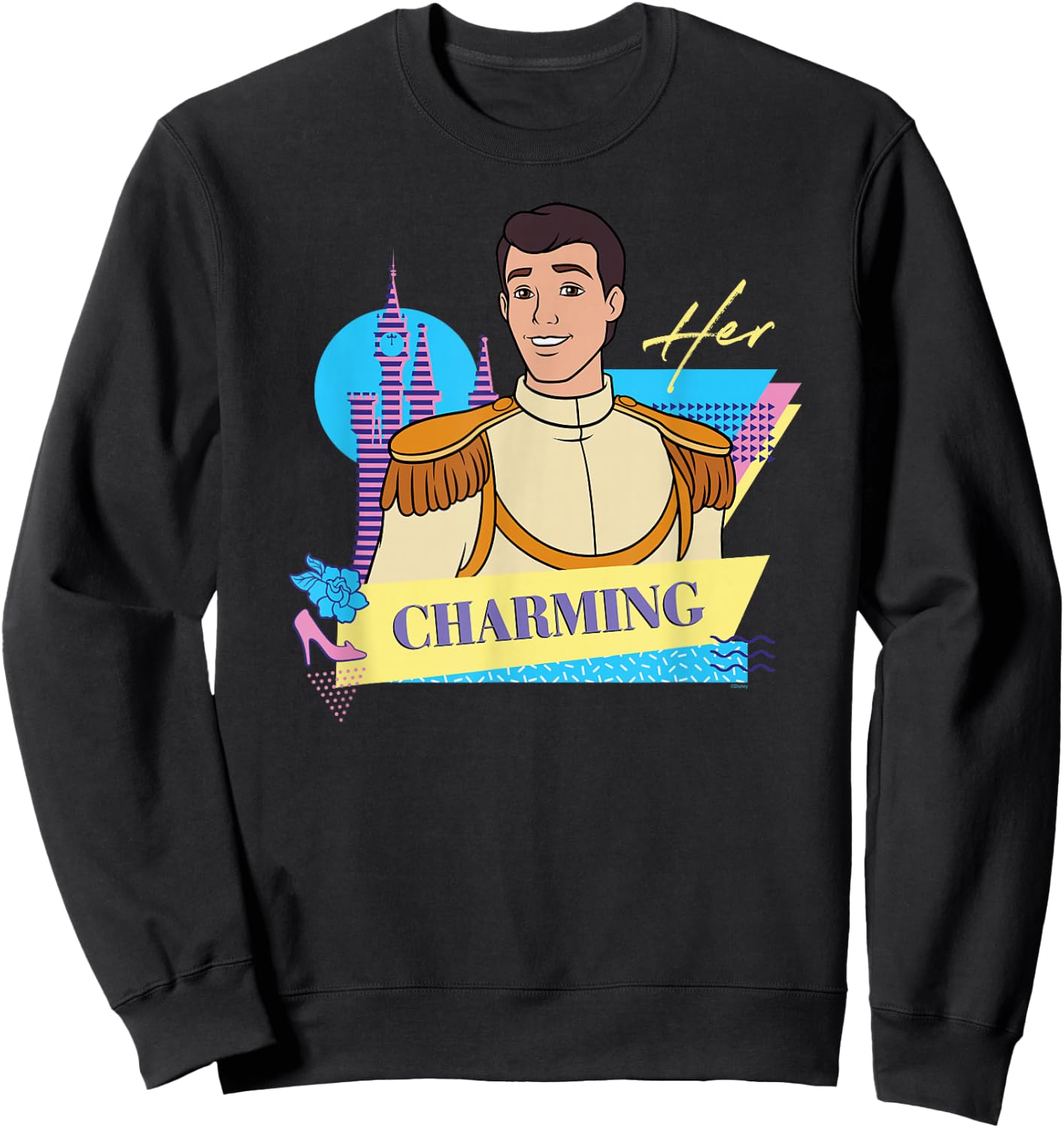 Disney Cinderella Retro Couples Matching Her Prince Charming , Black, S Sweatshirt - Sweatshirt | Black