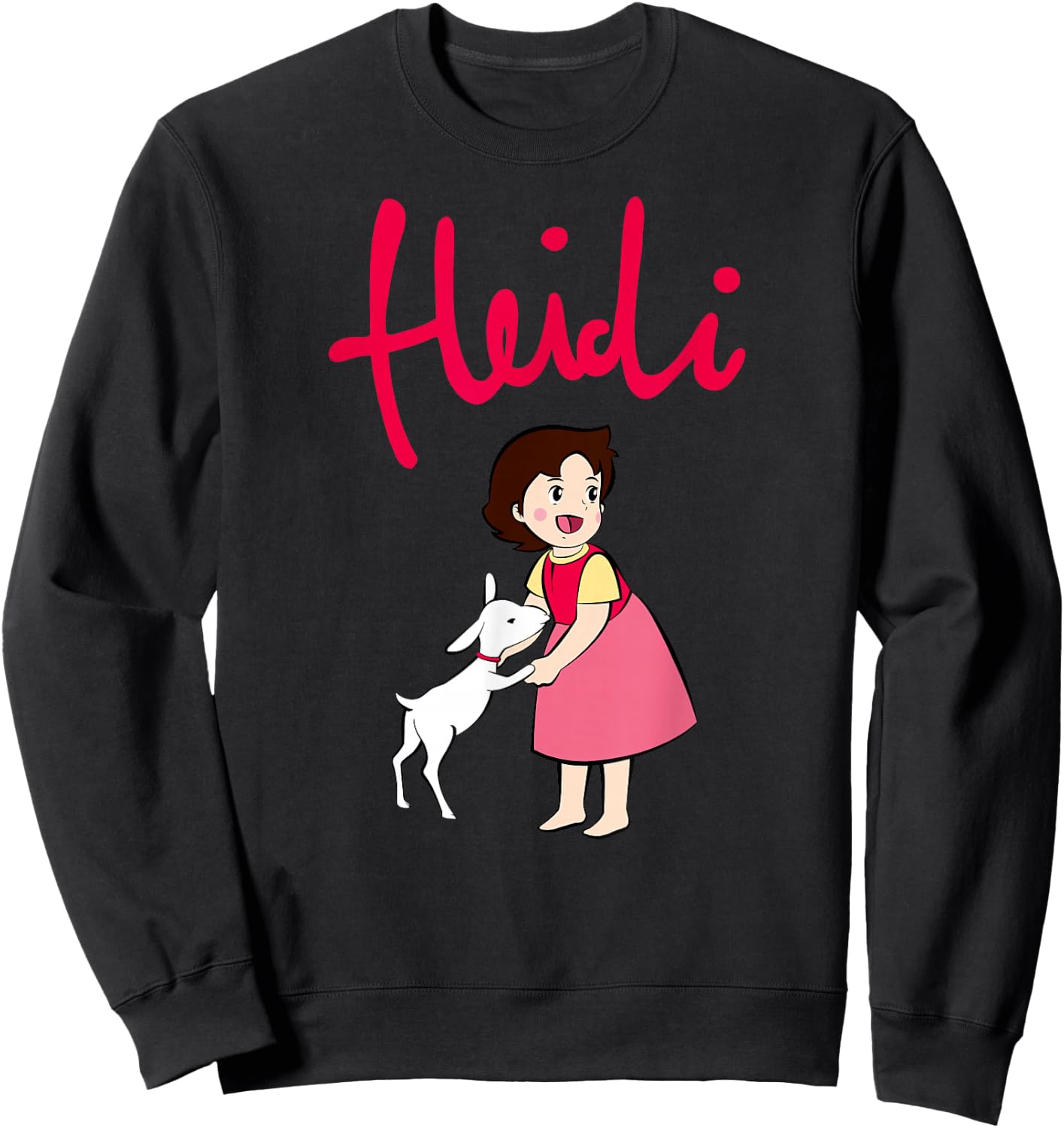 Heidi with Goat Cute with Logo Pink Cartoon TV Series Sweatshirt - Sweatshirt | Black