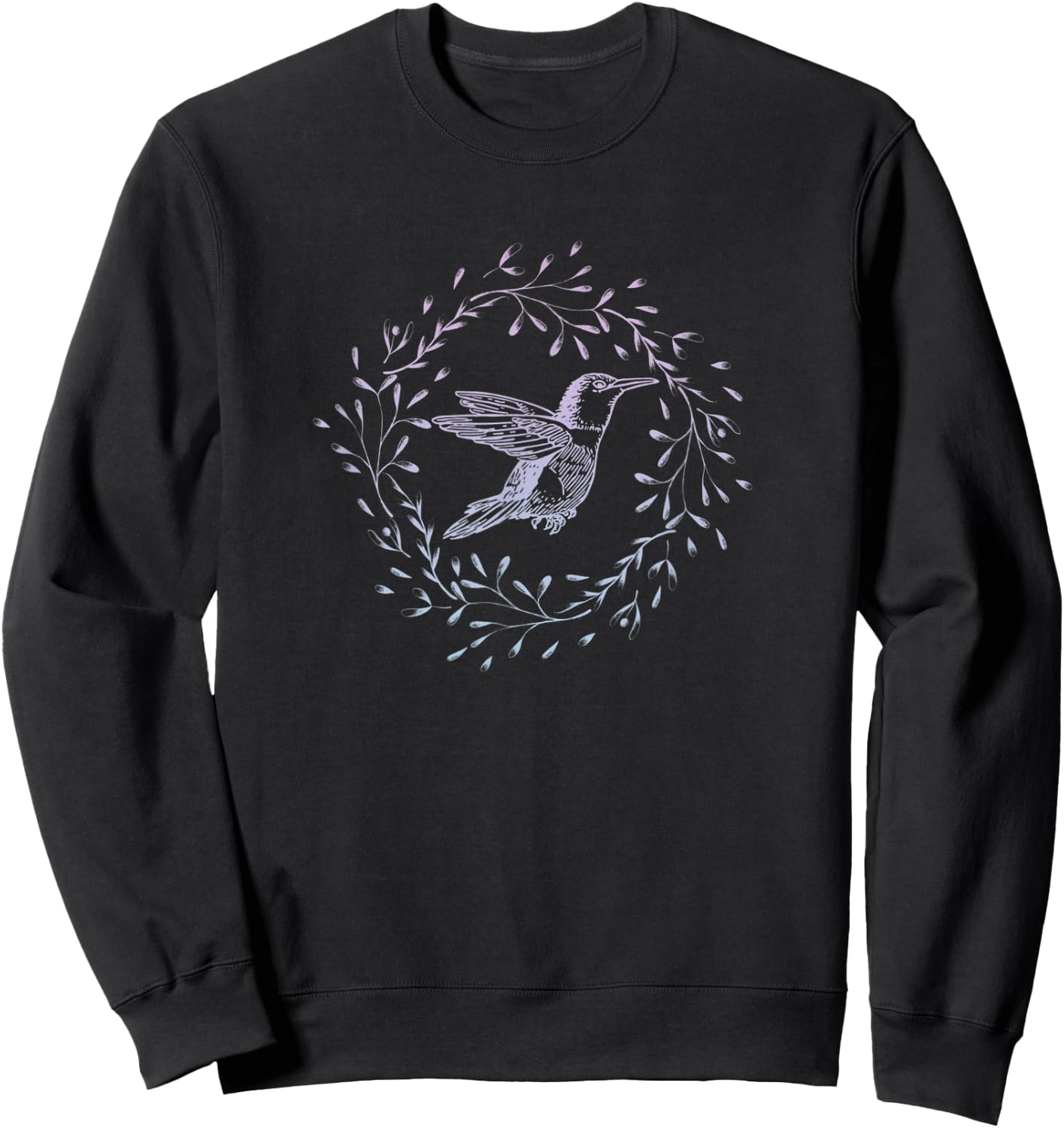 Hummingbird Wreath Bird Watchers Nature Lover Gardener Gift Sweatshirt - Sweatshirt | Black