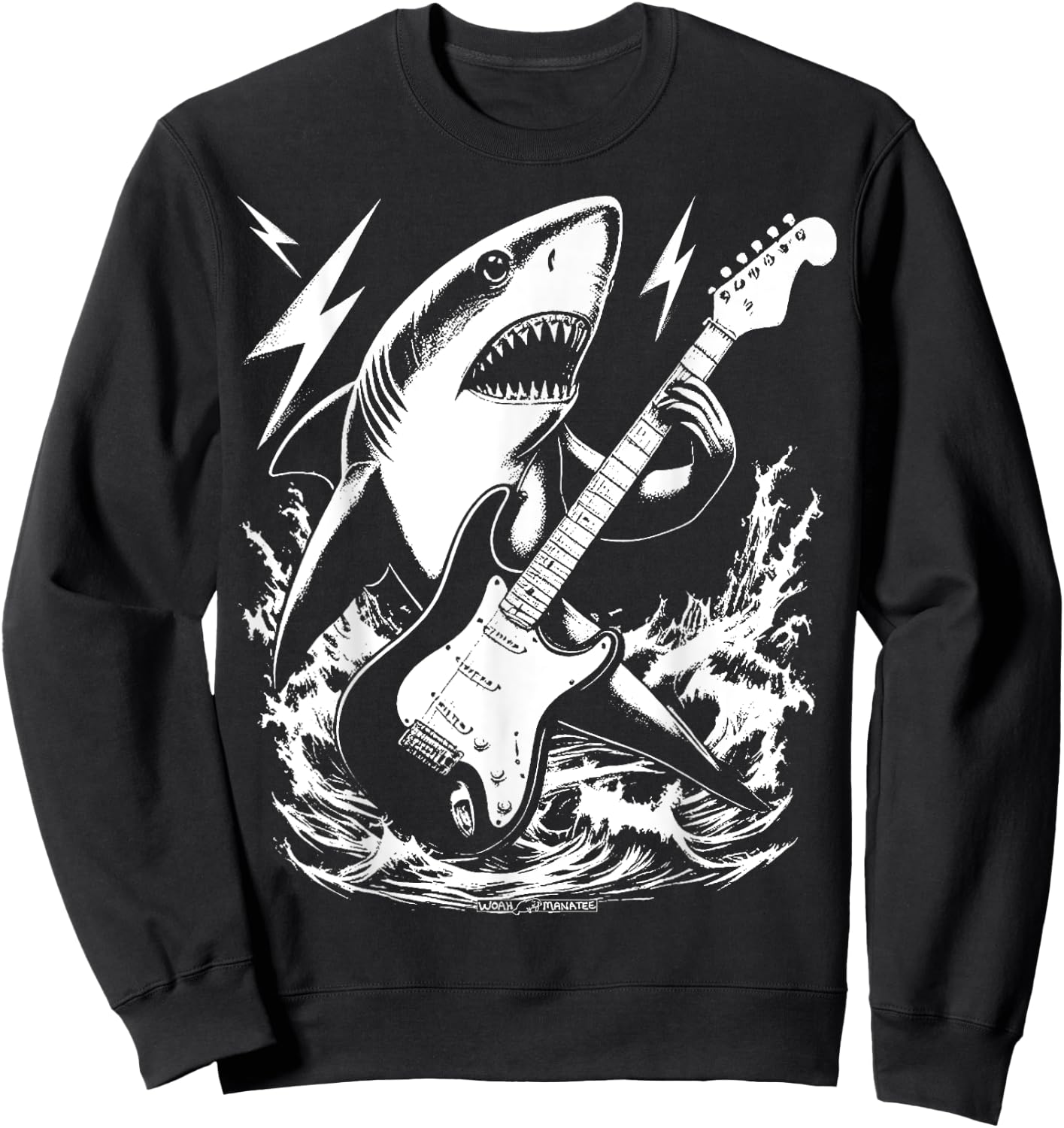 Rockin’ Shark Playing Electric Guitar Sweatshirt - Sweatshirt | Black