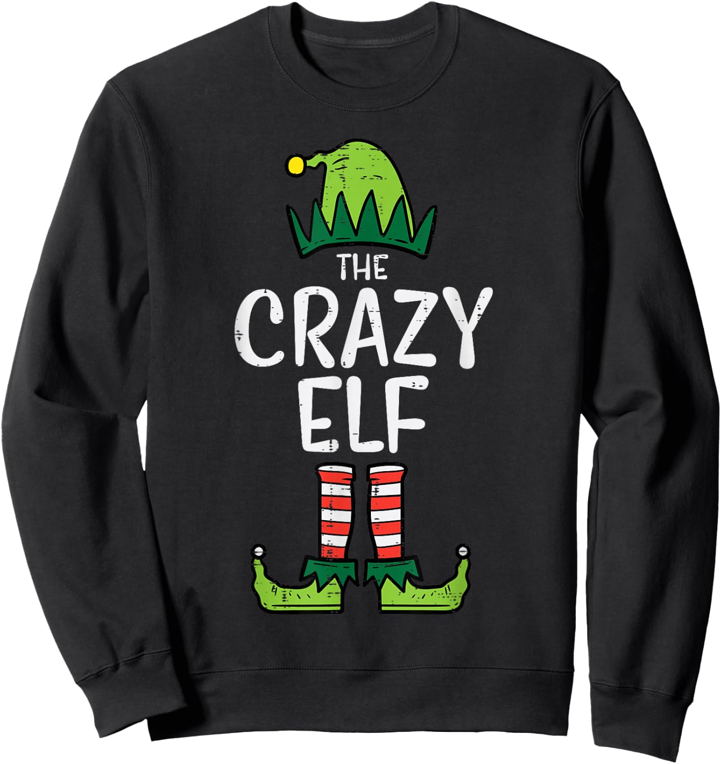 Crazy Elf Xmas PJs Matching Christmas Pajamas For Family Sweatshirt - Sweatshirt | Black