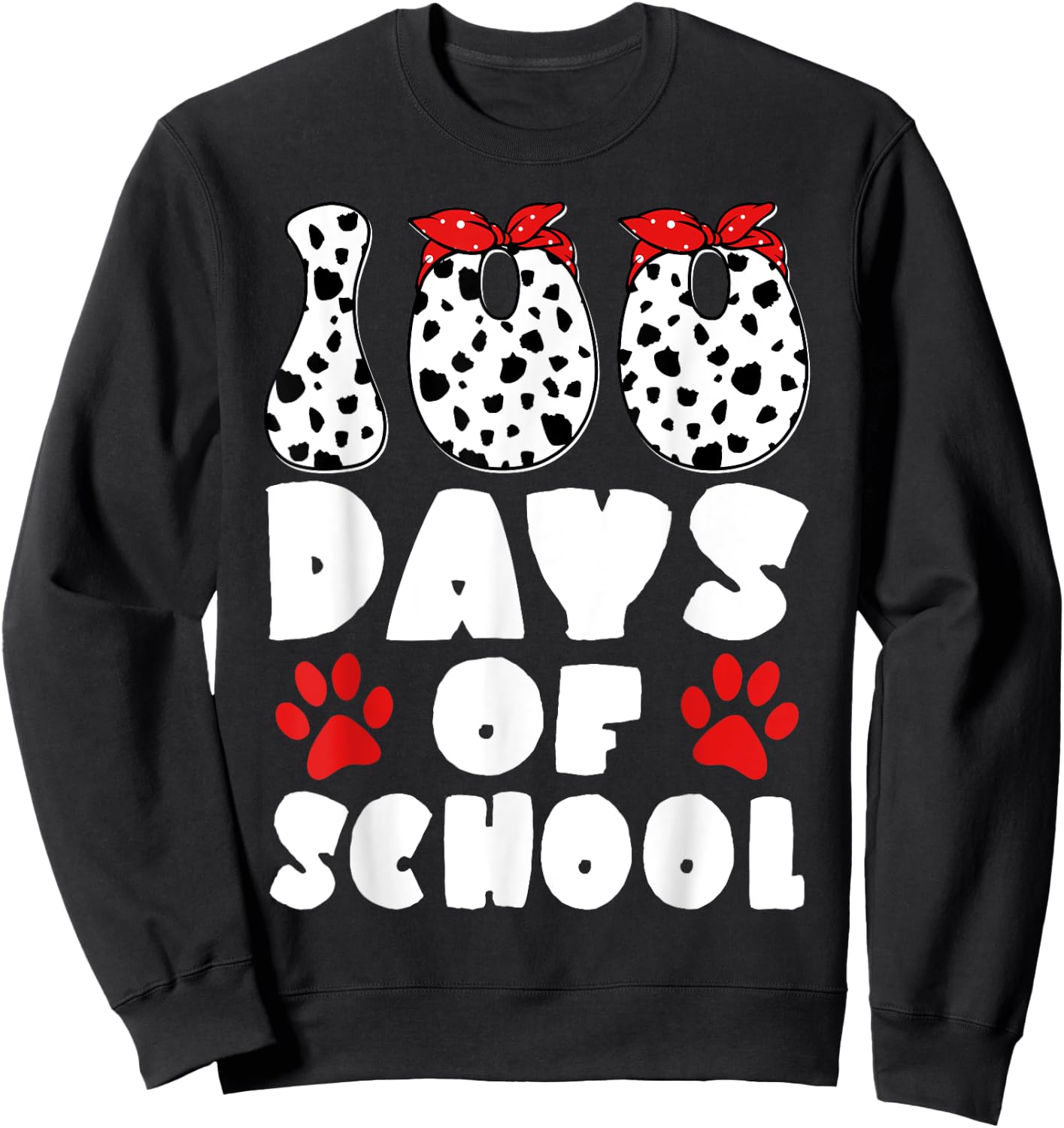 100 Days Of School Dalmatian Dog 100 Days Smarter Boys Girls Sweatshirt - Sweatshirt | Black
