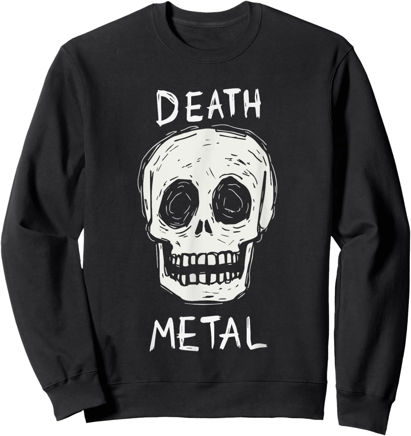 Death Metal Skull | Deathcore Metalcore Funny Heavy Metal Sweatshirt - Sweatshirt | Black