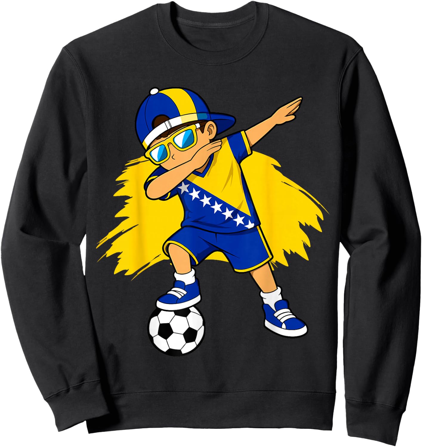 Bosnia Flag Boys Dabbing Bosnian Fans Supporter Bosnia Sweatshirt - Sweatshirt | Black