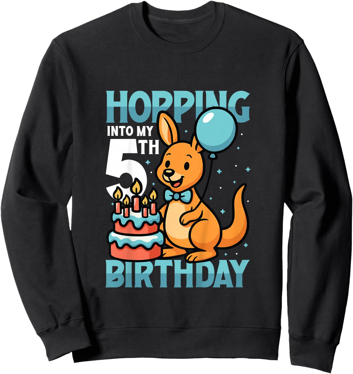 Kids Hopping Into My 5th Birthday Boys 5th Birthday Kangaroo Sweatshirt - Sweatshirt | Black