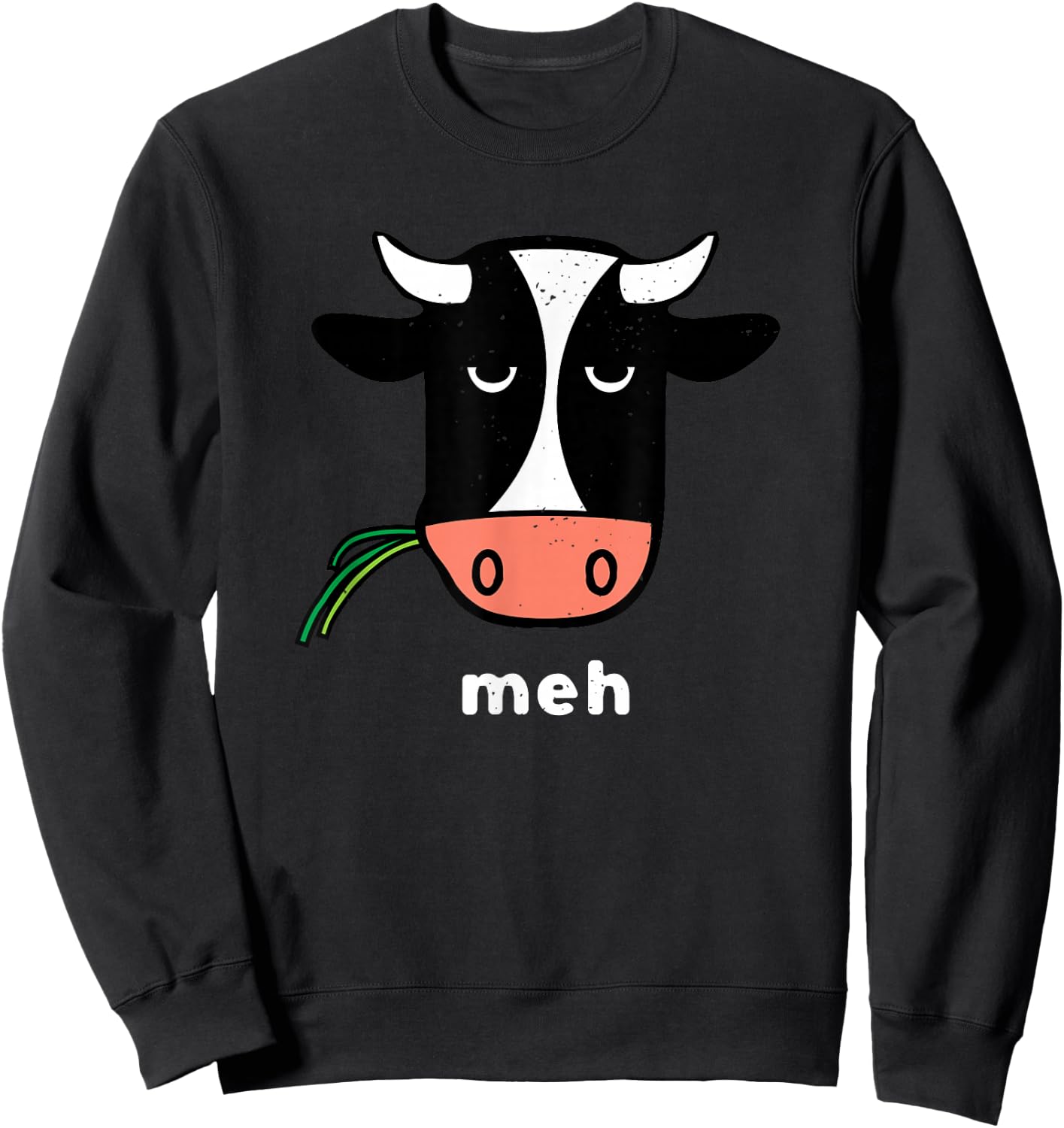 Meh Cow Not In The Mood Cow Funny Grumpy Cow Sweatshirt - Sweatshirt | Black