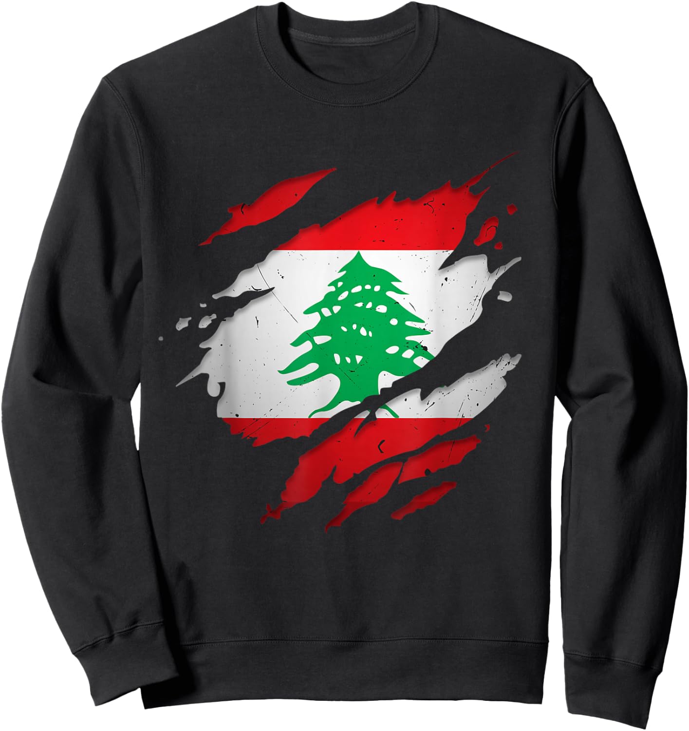 Stolze libanesische Hemden | zerrissene Libanon-Flagge Sweatshirt - Sweatshirt | Black