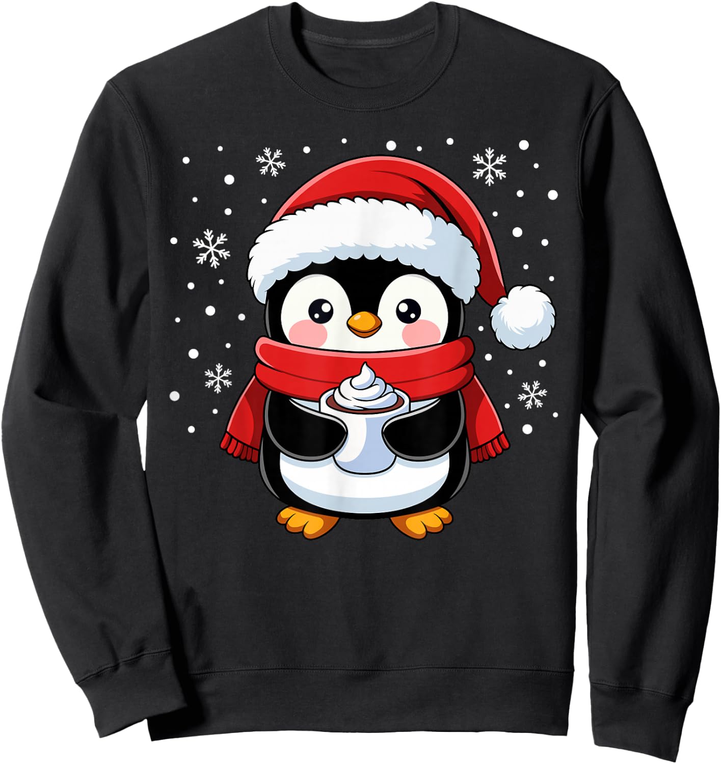Penguin Christmas Santa Claus Cute Penguin Love Animal , Black, S Sweatshirt - Sweatshirt | Black