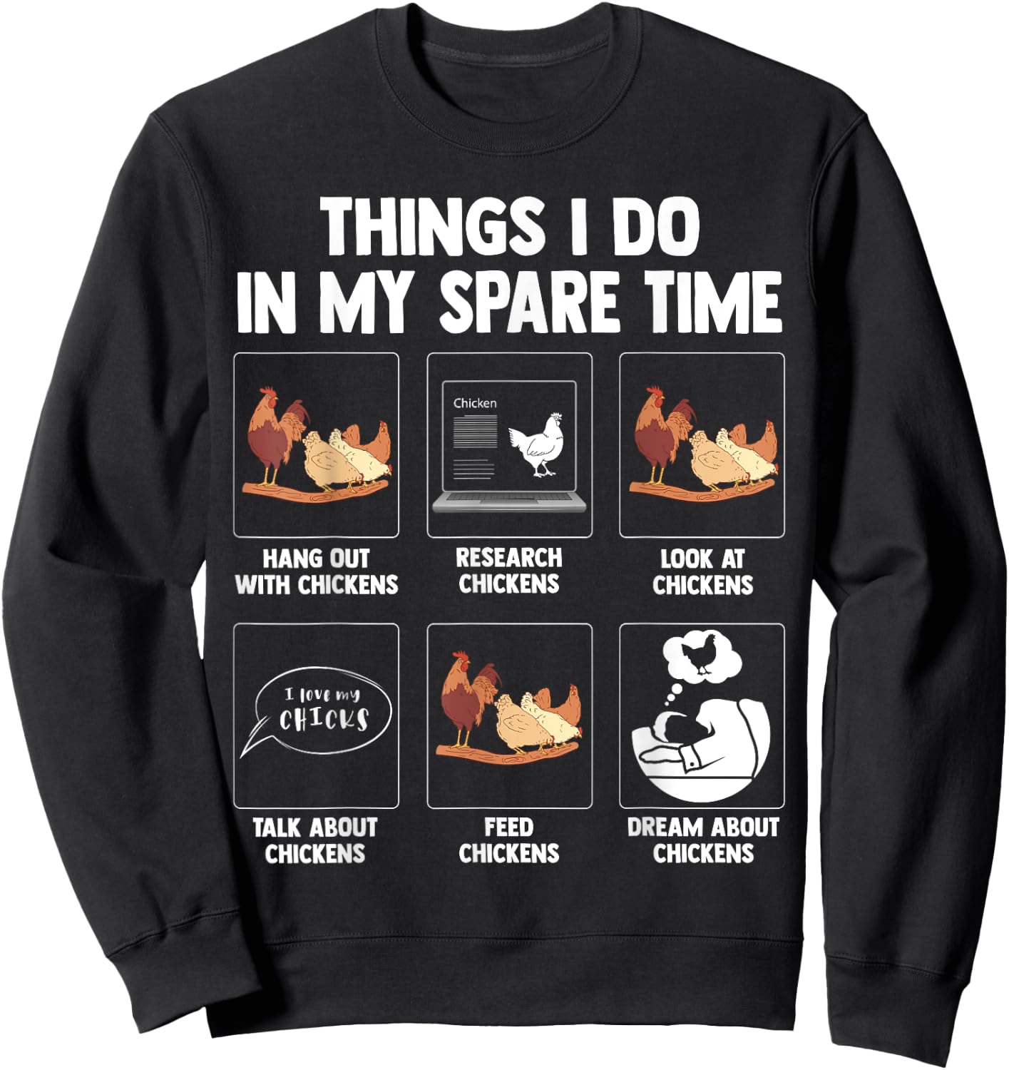 Funny Chicken Apparel For chicken lovers Men & Women Sweatshirt - Sweatshirt | Black