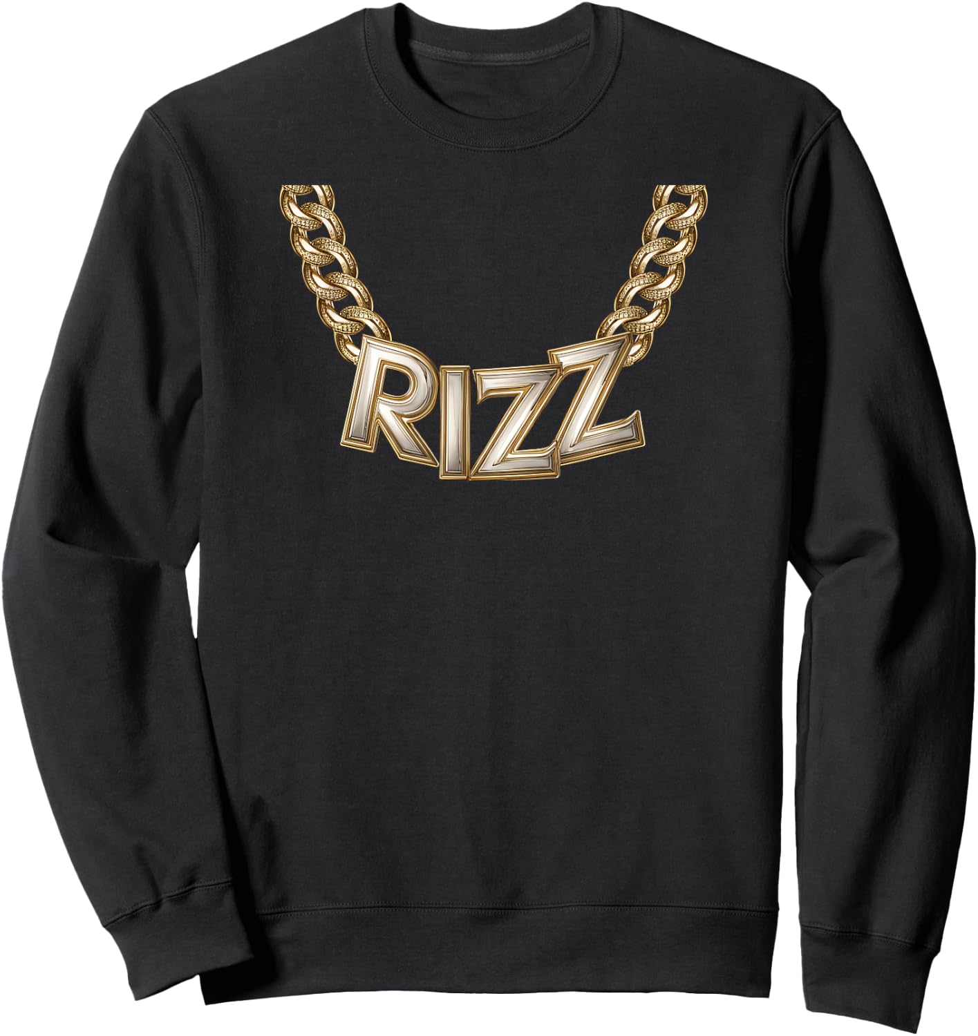 Kid Boy Slang Gold Chain Rizz Necklace Costume Sweatshirt - Sweatshirt | Black
