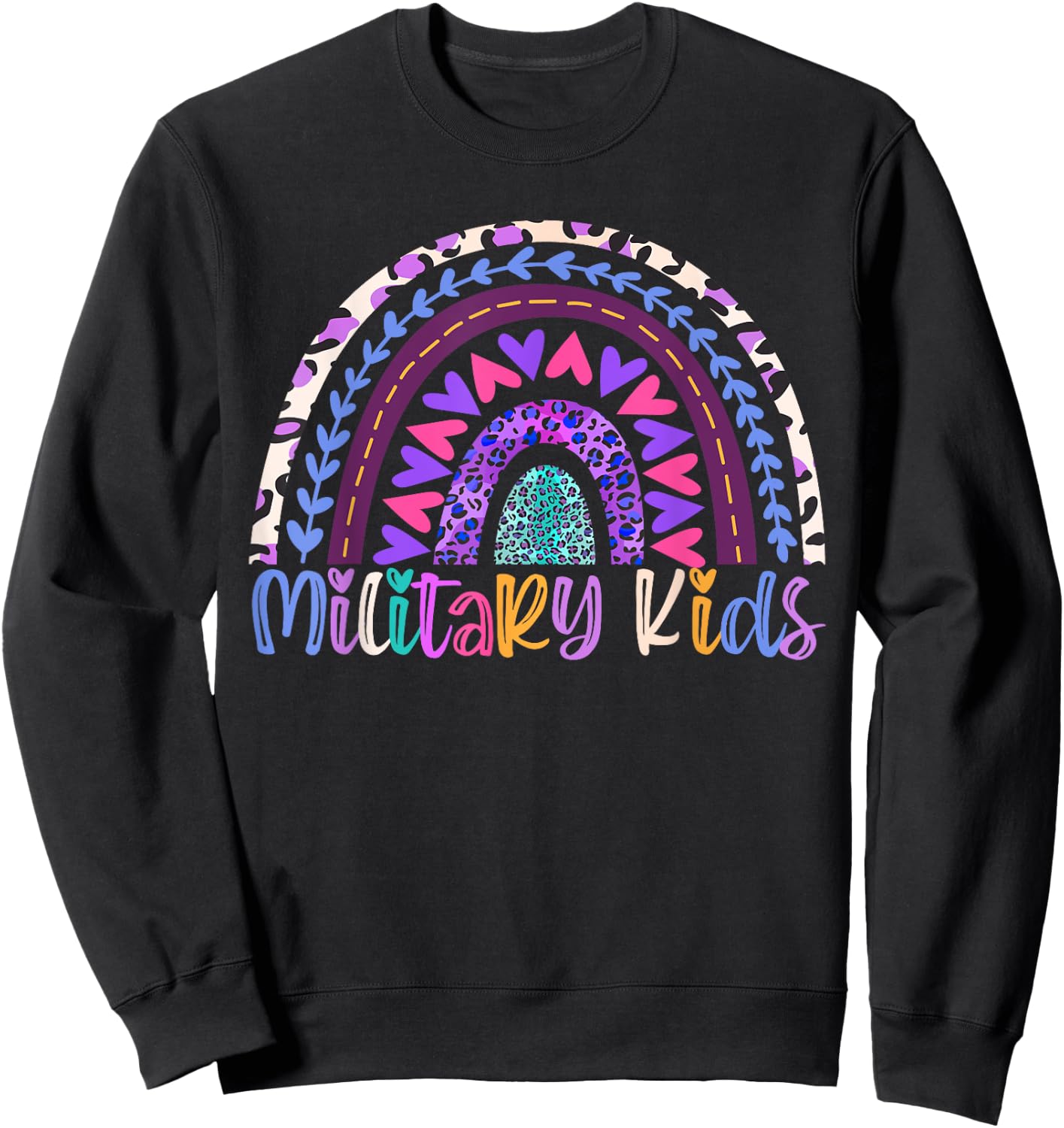 Rainbow Purple Up Day For military Kids CHILD Purple Up 2024 Sweatshirt - Sweatshirt | Black
